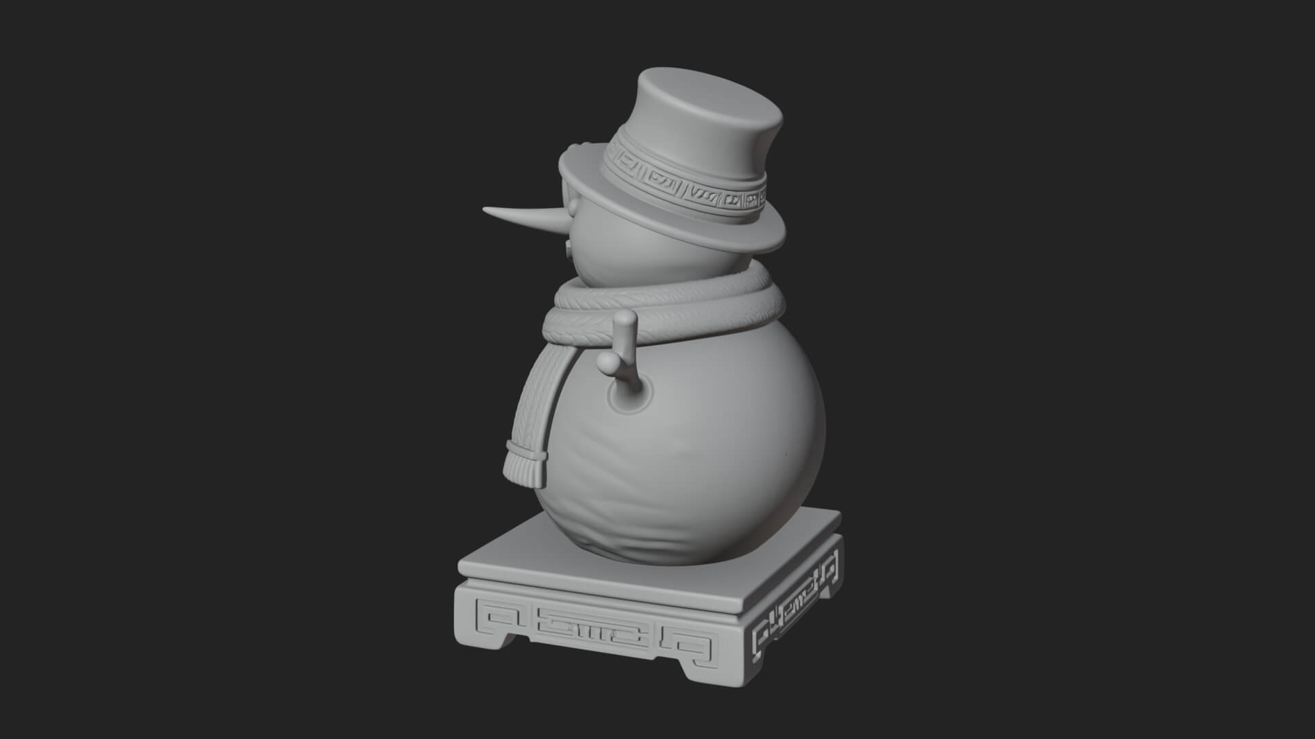 Top Hat Snowman Statue Design 3 3D Print Model 3D Model