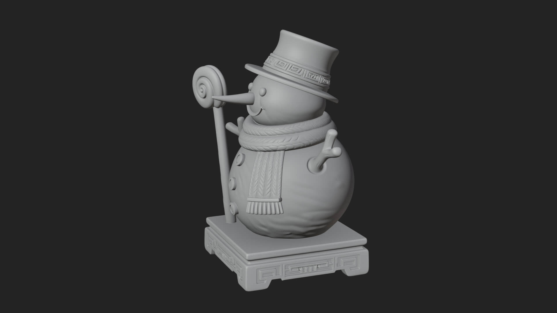 Top Hat Snowman Statue Design 3 3D Print Model 3D Model