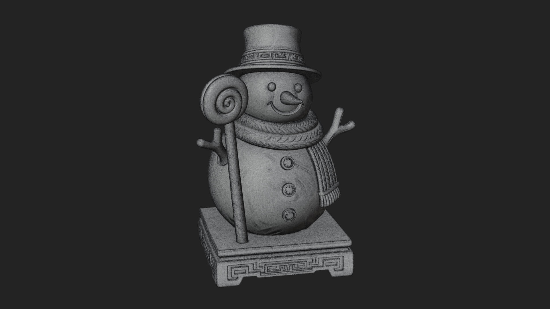 Top Hat Snowman Statue Design 3 3D Print Model 3D Model