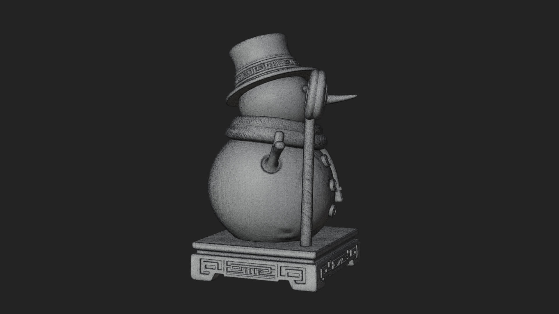 Top Hat Snowman Statue Design 3 3D Print Model 3D Model