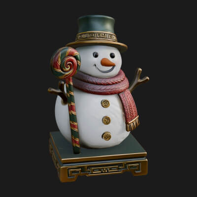 Top Hat Snowman Statue Design 3 3D Print Model
