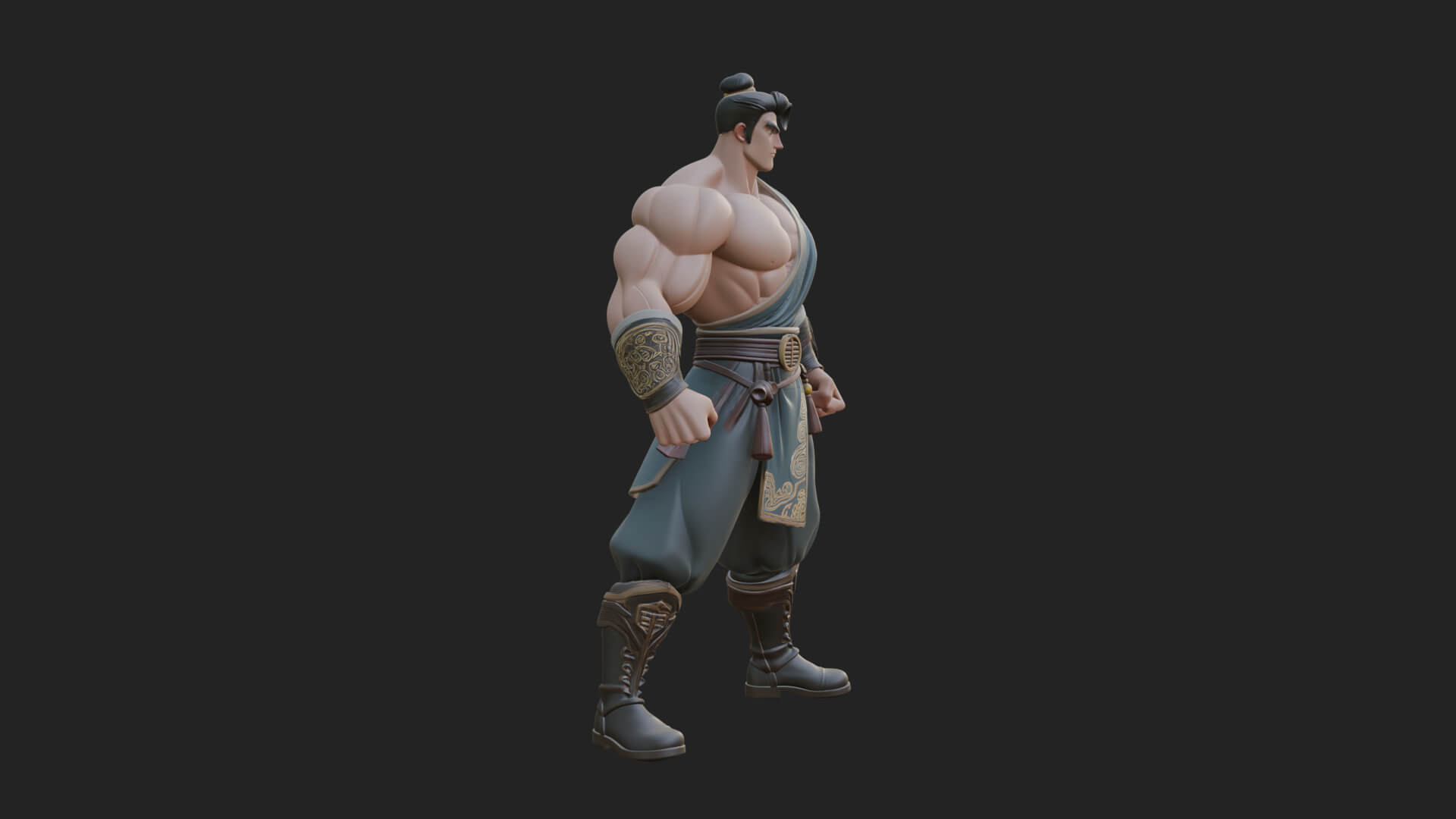 Topknot Martial Warrior Statue Design 10 3D Print Model 3D Model