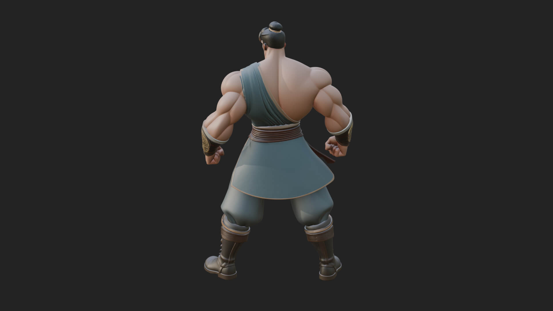 Topknot Martial Warrior Statue Design 10 3D Print Model 3D Model