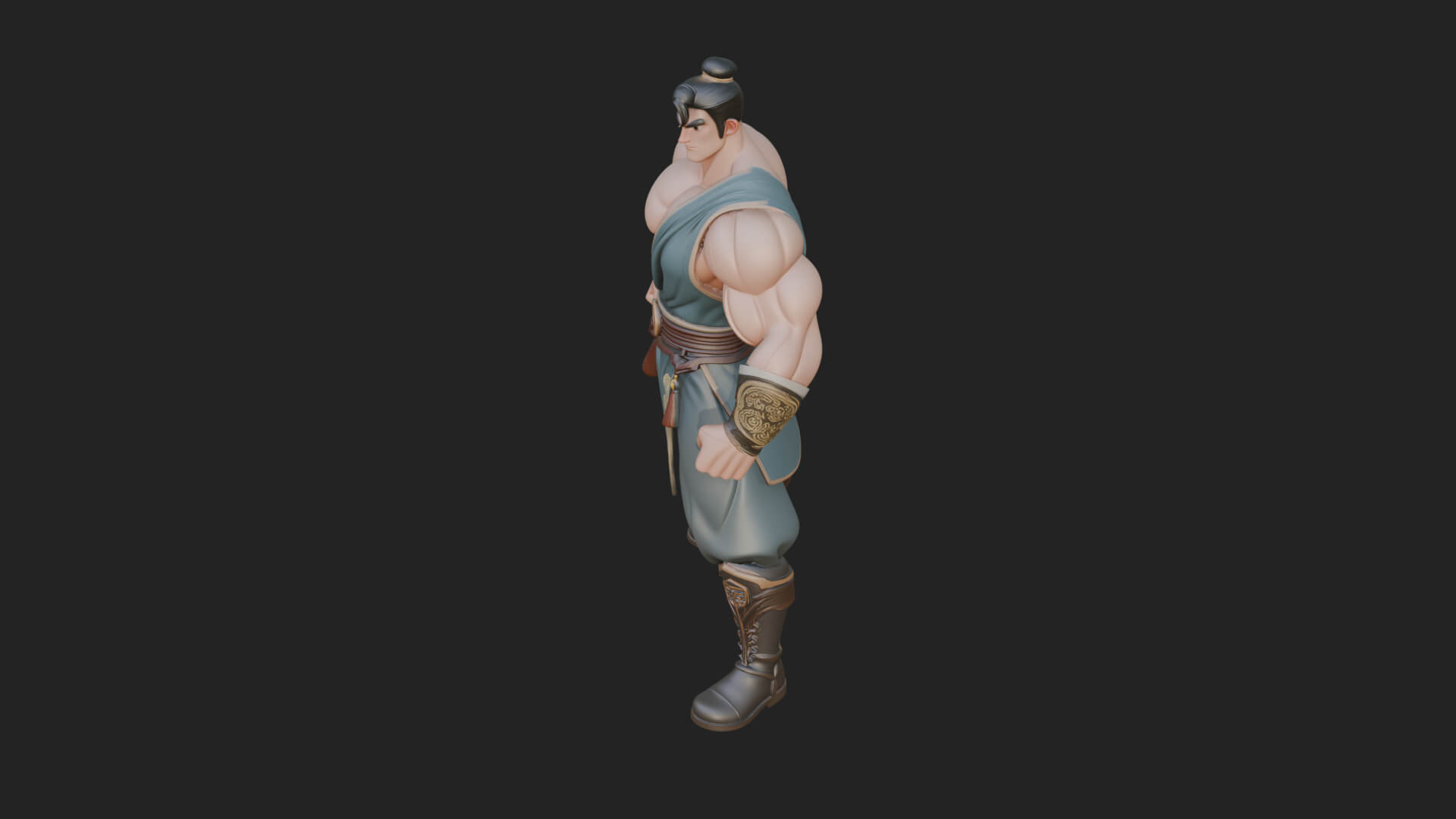 Topknot Martial Warrior Statue Design 10 3D Print Model 3D Model