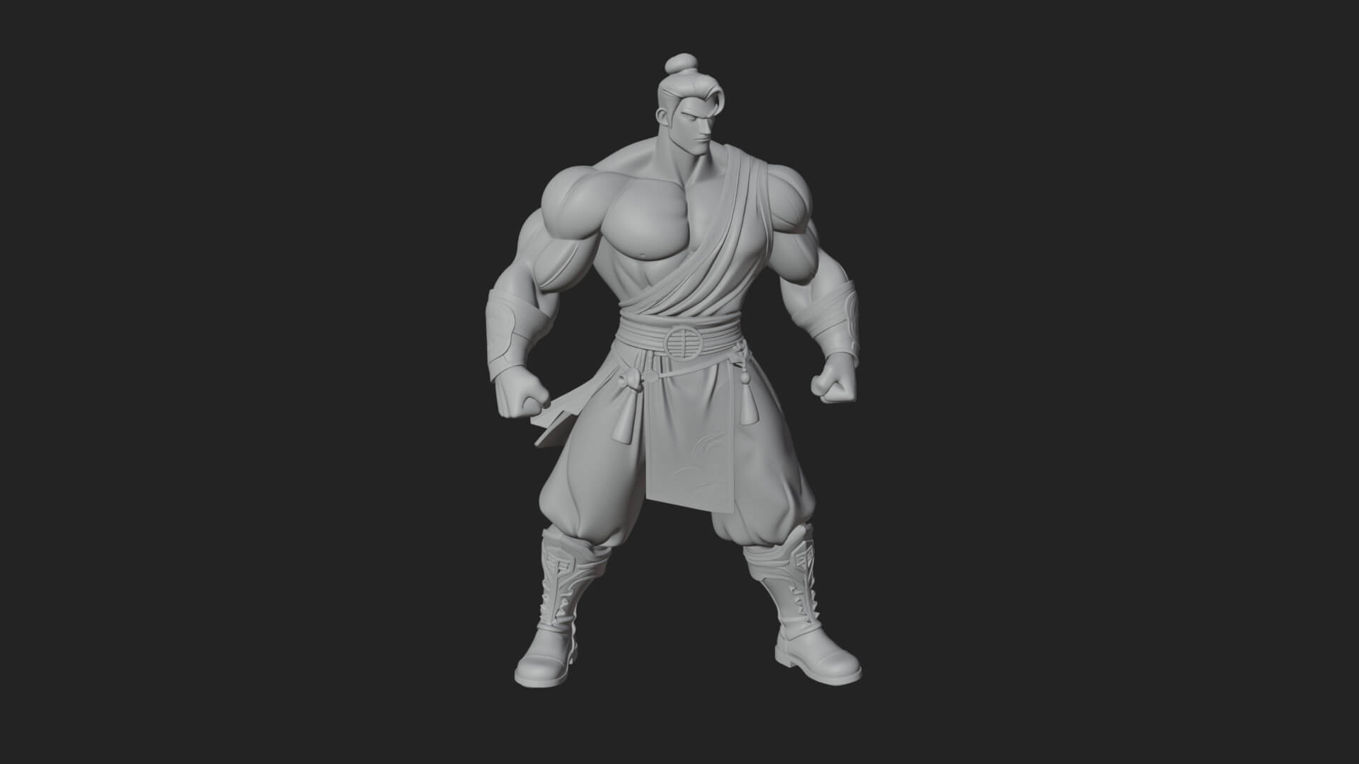 Topknot Martial Warrior Statue Design 10 3D Print Model 3D Model