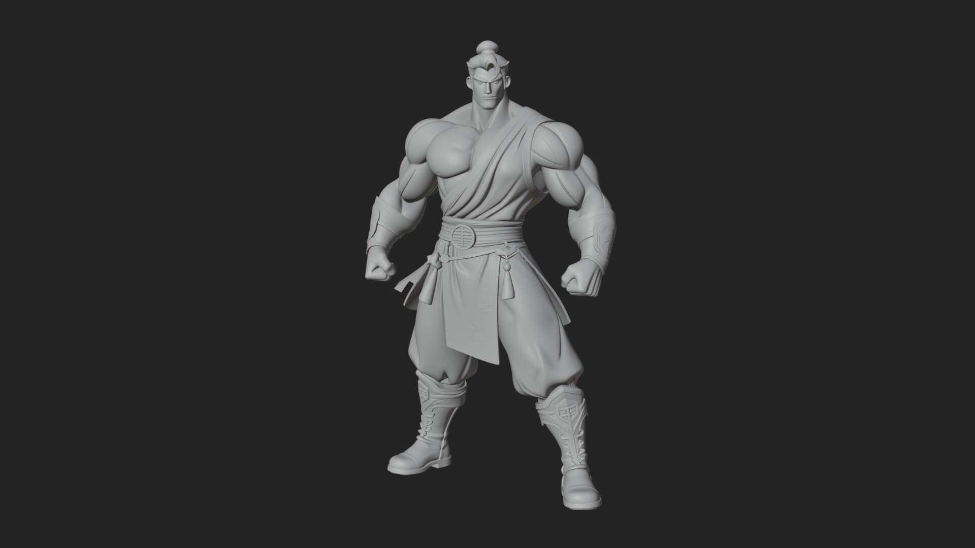 Topknot Martial Warrior Statue Design 10 3D Print Model 3D Model