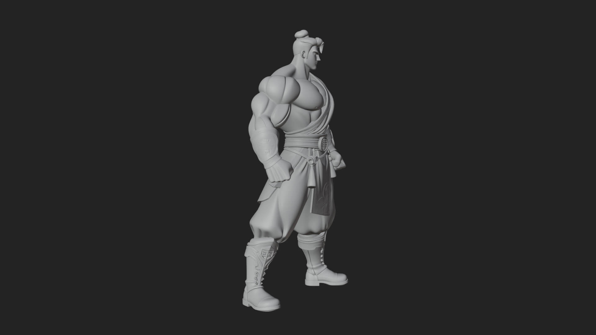 Topknot Martial Warrior Statue Design 10 3D Print Model 3D Model