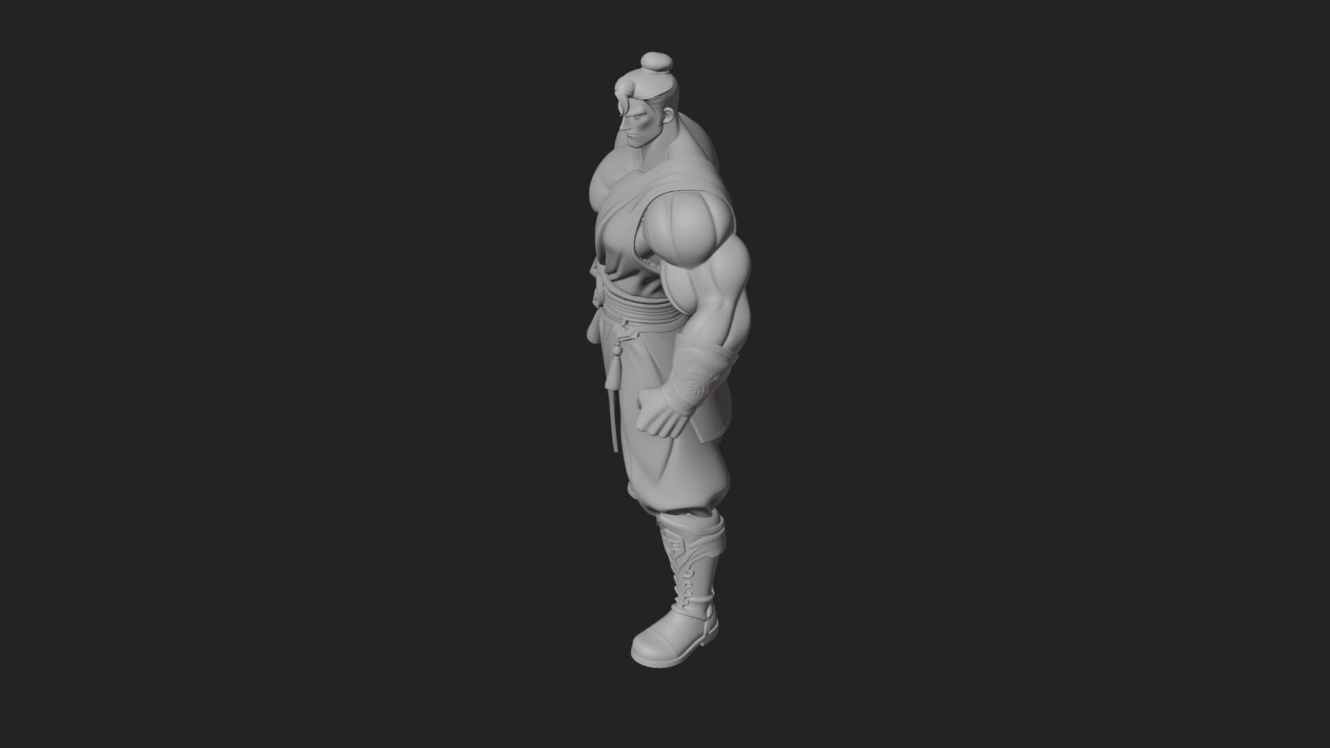 Topknot Martial Warrior Statue Design 10 3D Print Model 3D Model