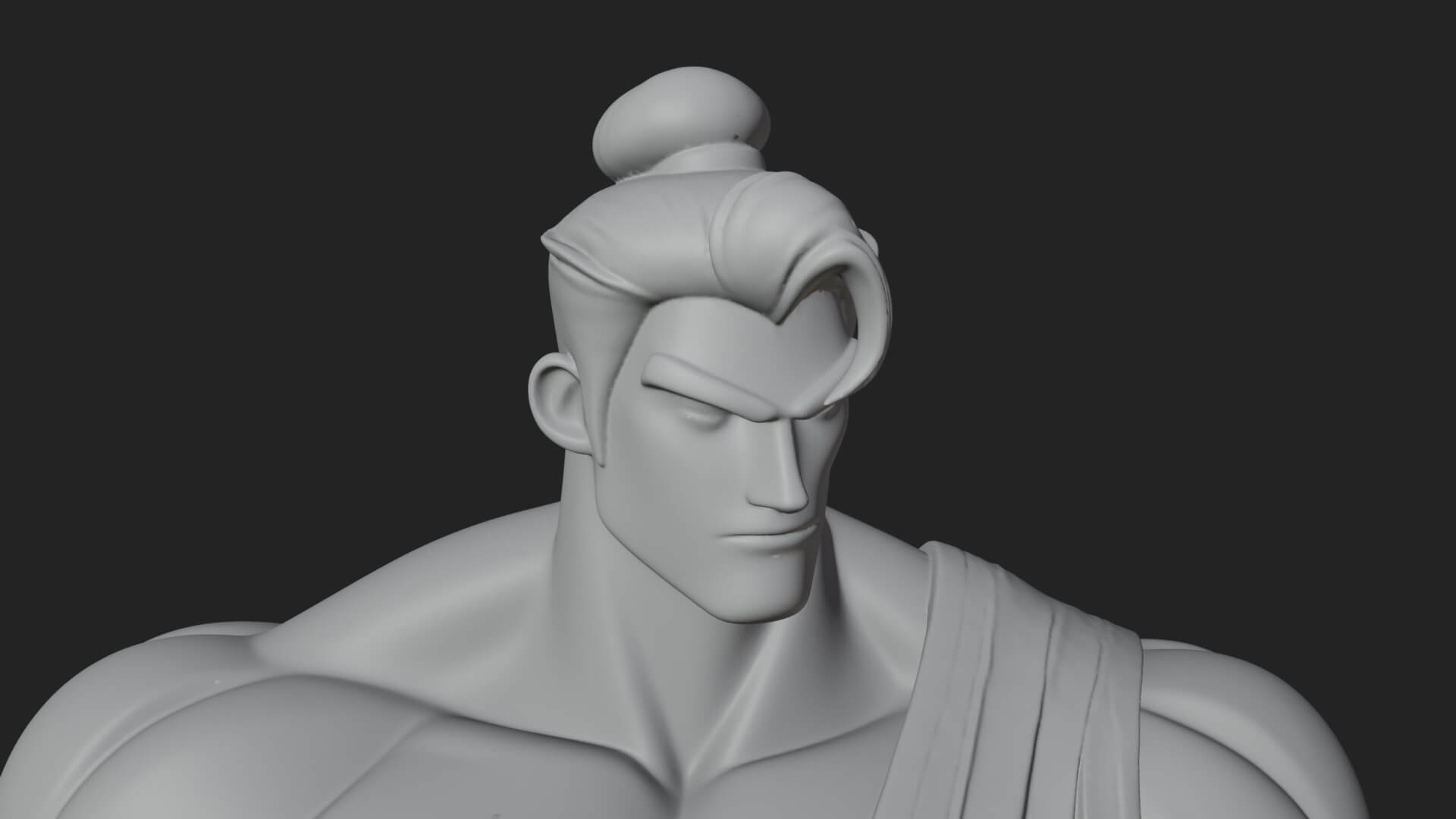Topknot Martial Warrior Statue Design 10 3D Print Model 3D Model