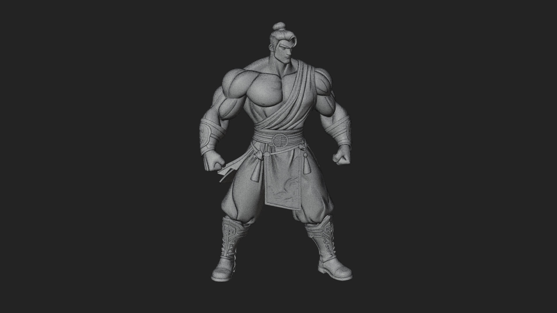 Topknot Martial Warrior Statue Design 10 3D Print Model 3D Model