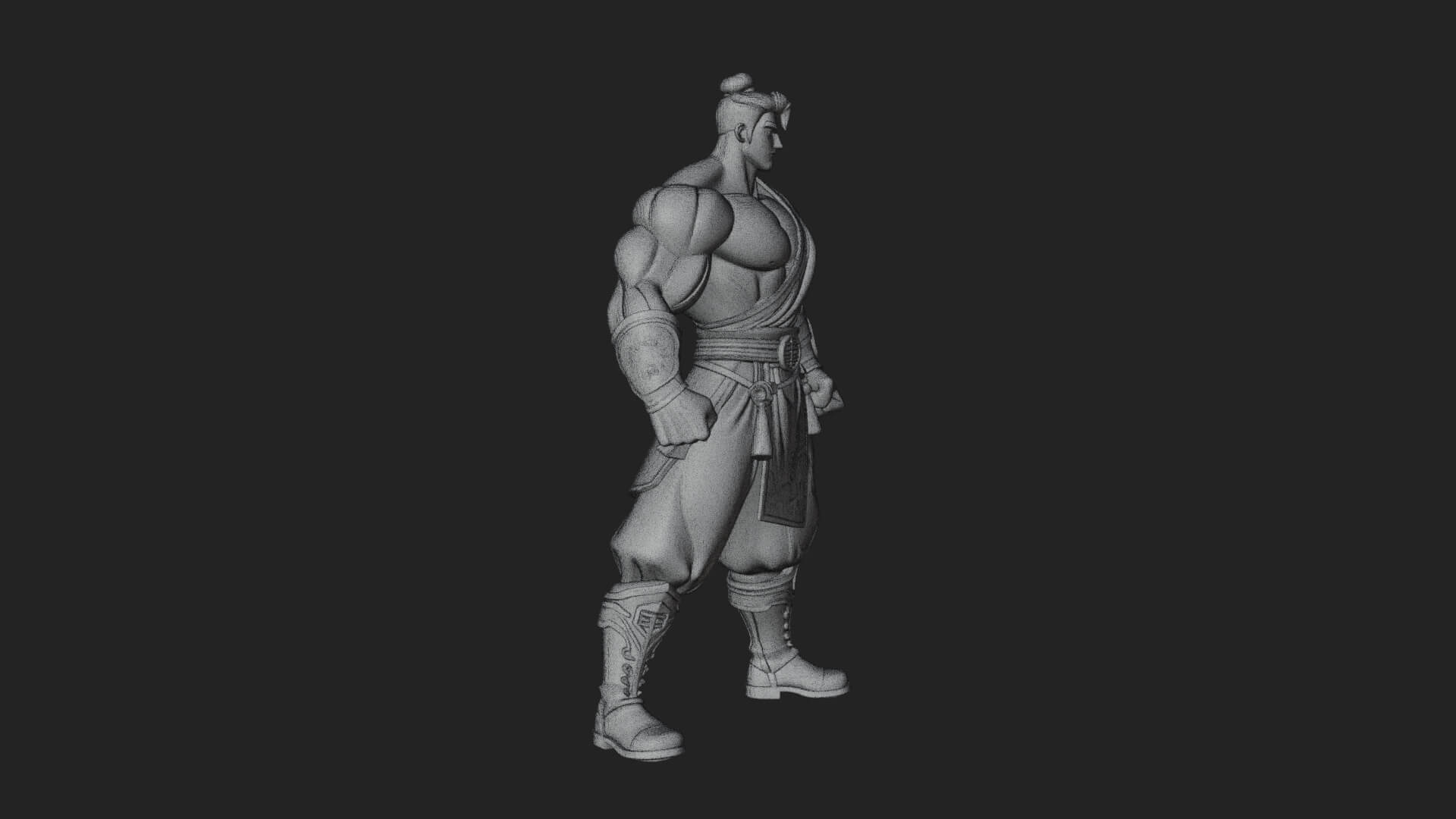 Topknot Martial Warrior Statue Design 10 3D Print Model 3D Model