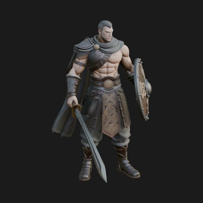 Topknot Martial Warrior Statue Design 7 3D Print Model
