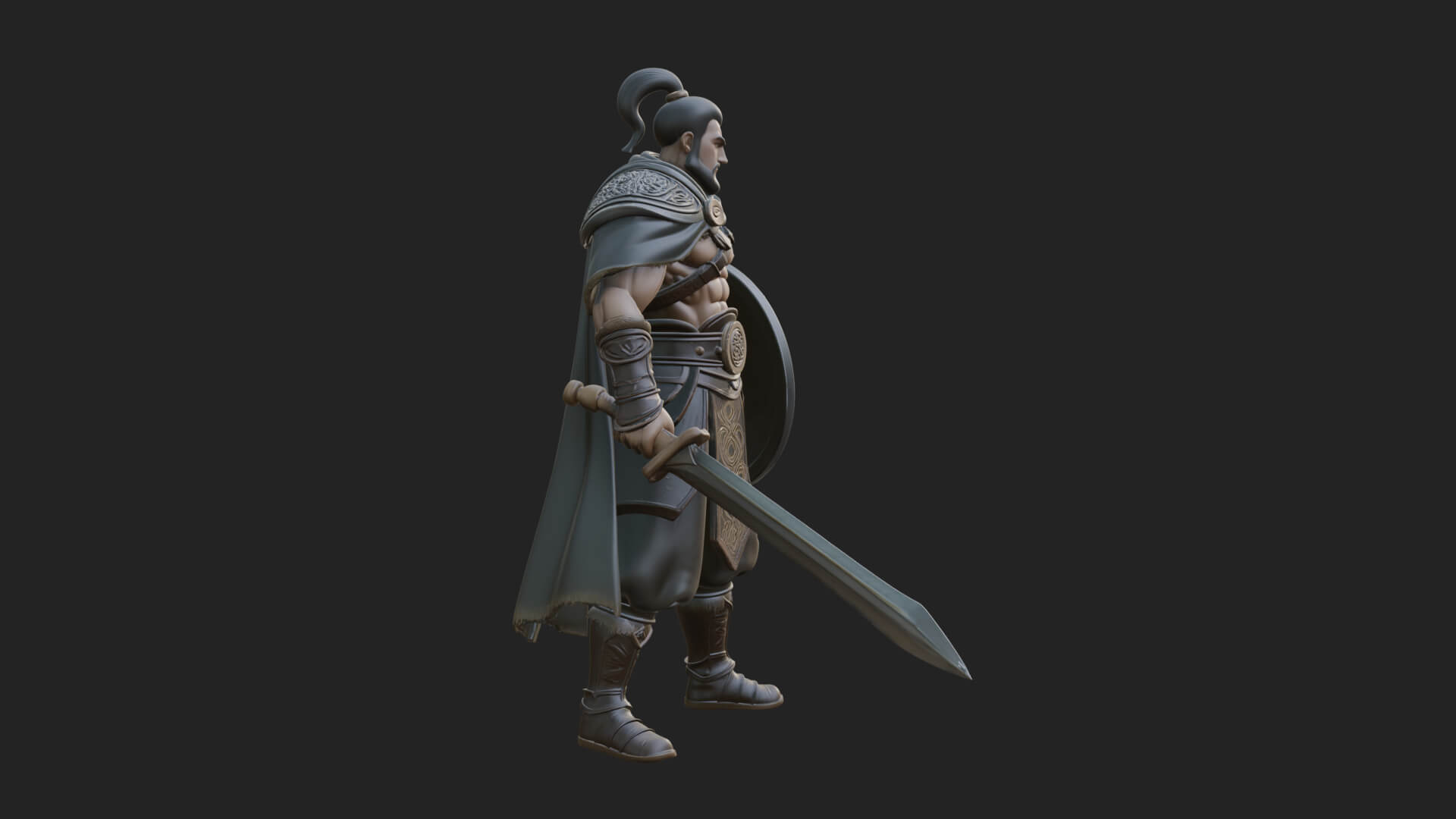 Topknot Martial Warrior Statue Design 8 3D Print Model 3D Model