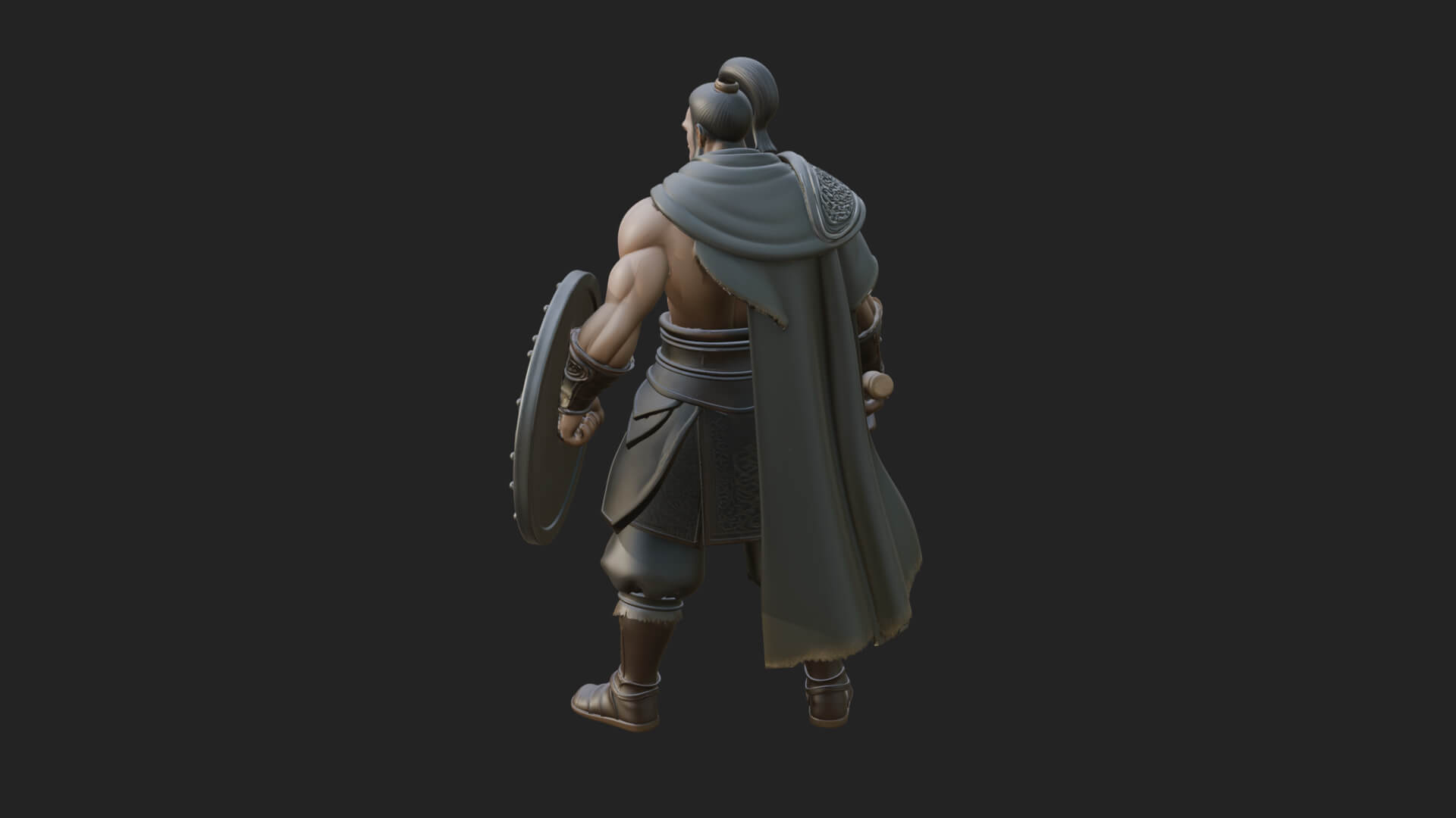 Topknot Martial Warrior Statue Design 8 3D Print Model 3D Model