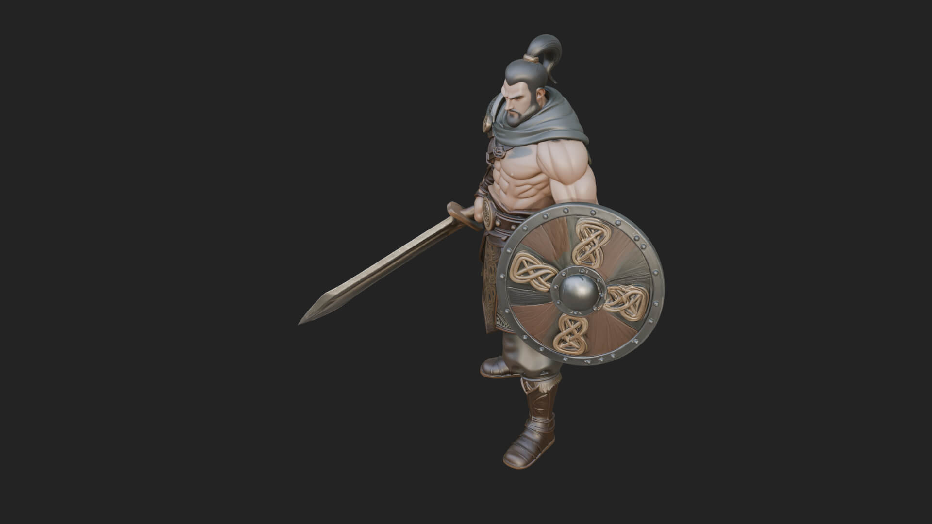 Topknot Martial Warrior Statue Design 8 3D Print Model 3D Model