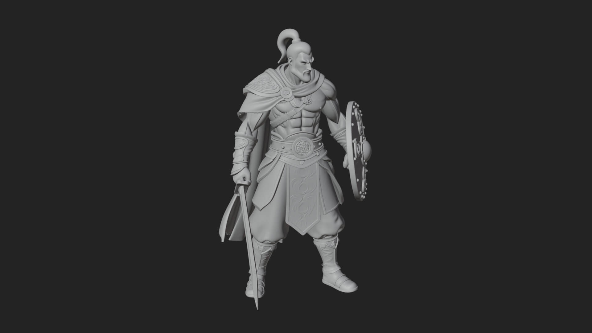 Topknot Martial Warrior Statue Design 8 3D Print Model 3D Model