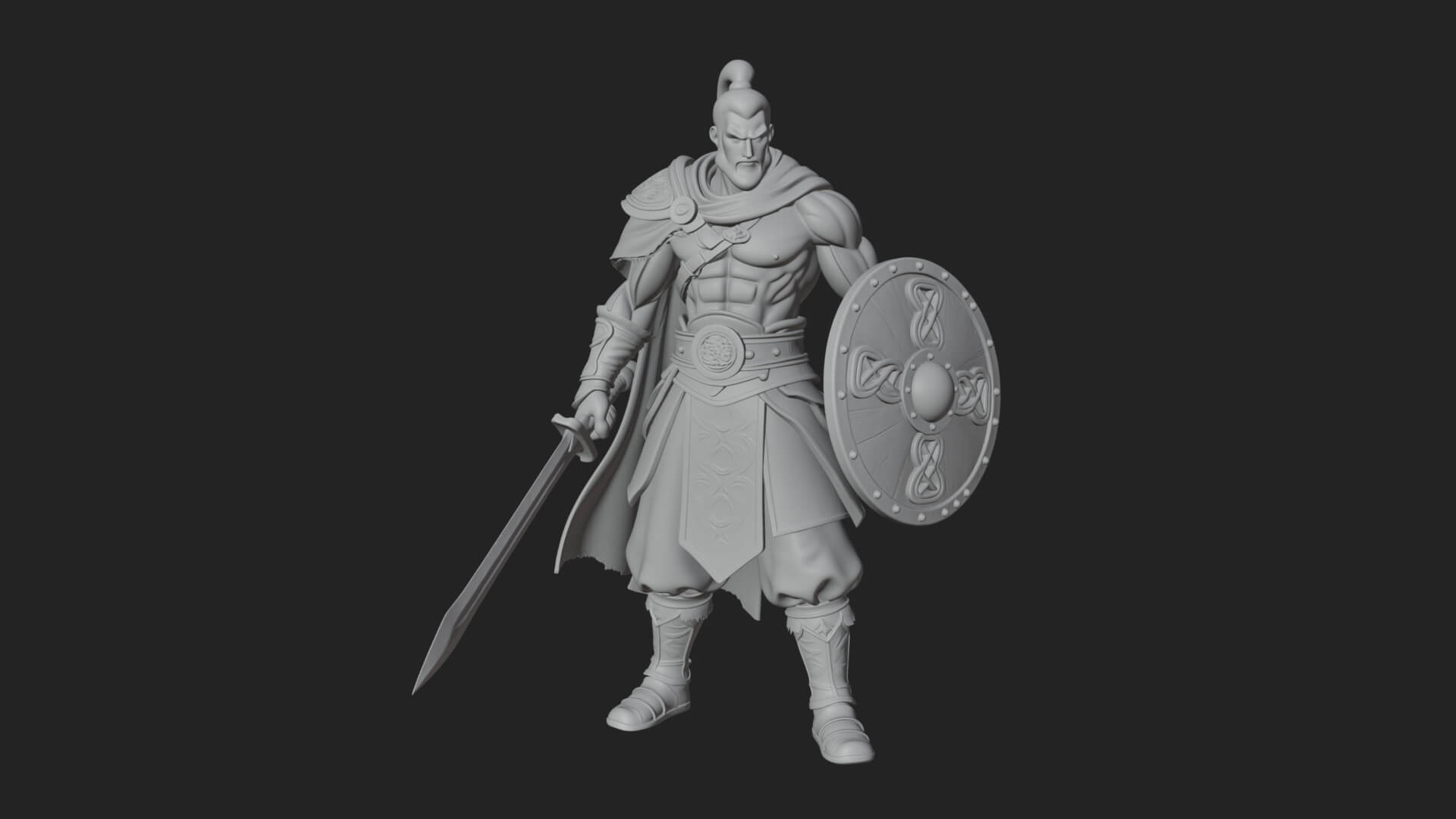Topknot Martial Warrior Statue Design 8 3D Print Model 3D Model