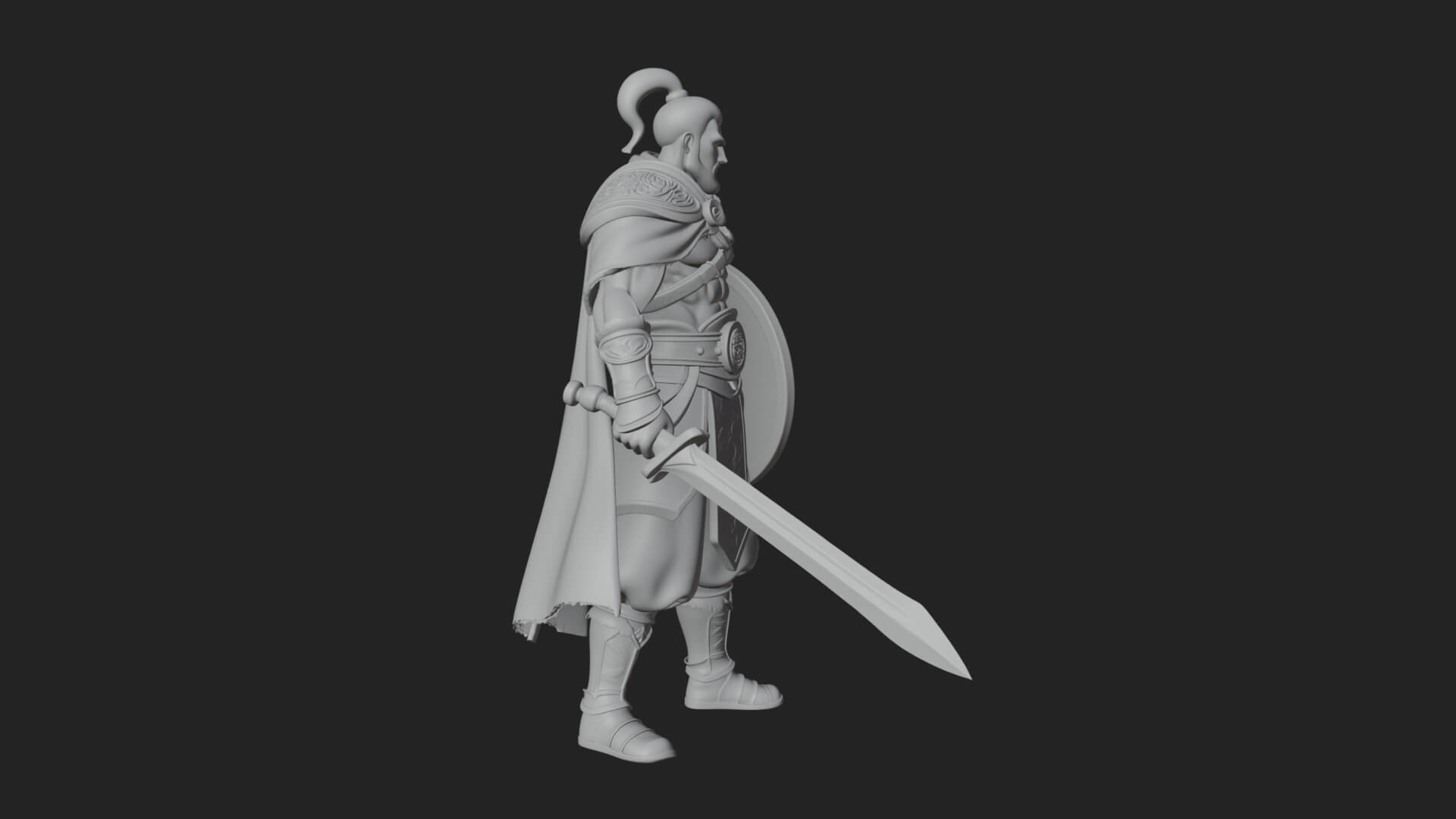 Topknot Martial Warrior Statue Design 8 3D Print Model 3D Model