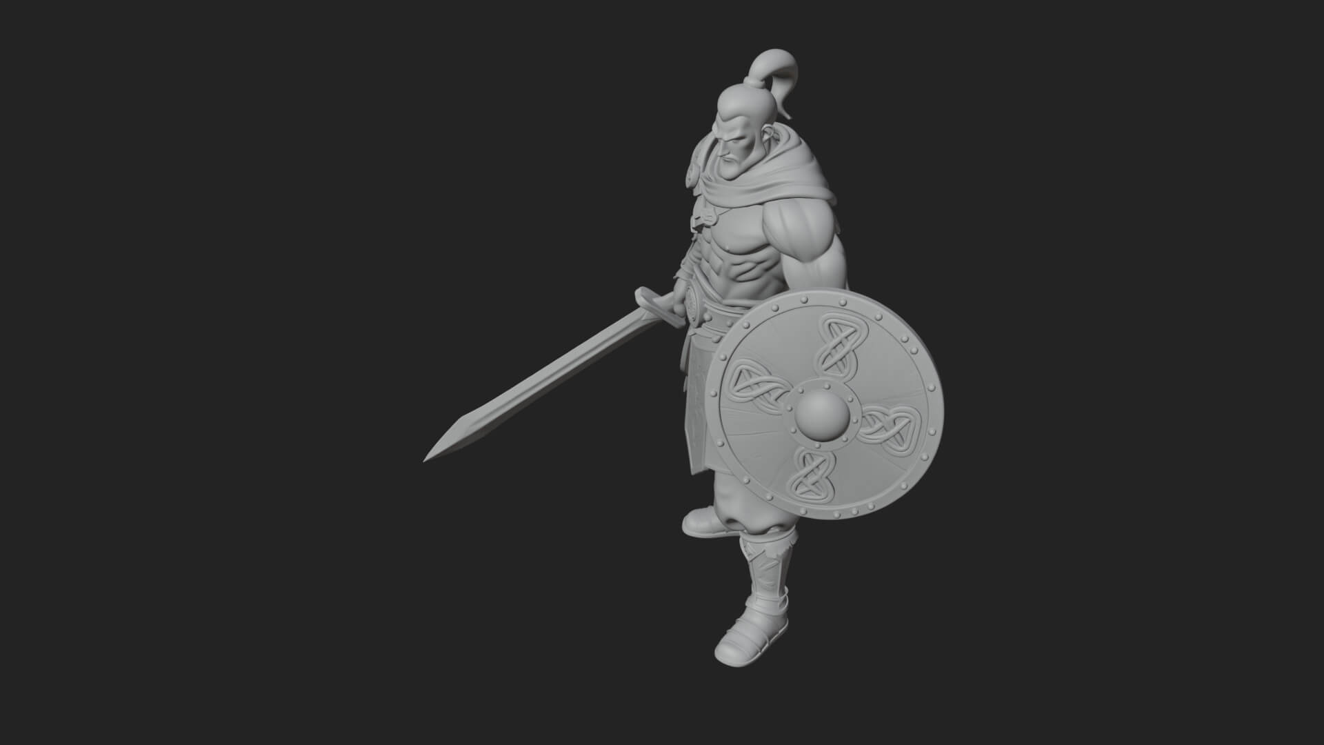 Topknot Martial Warrior Statue Design 8 3D Print Model 3D Model