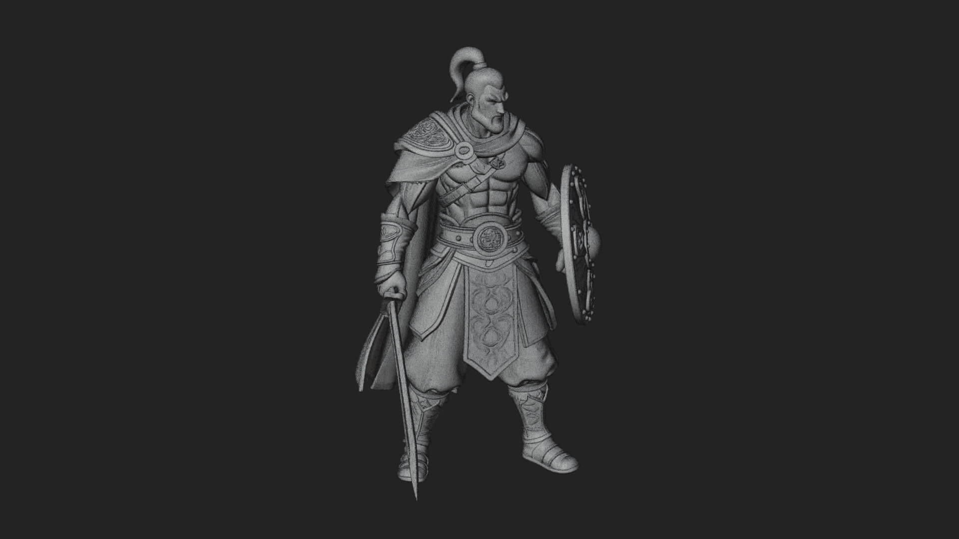 Topknot Martial Warrior Statue Design 8 3D Print Model 3D Model