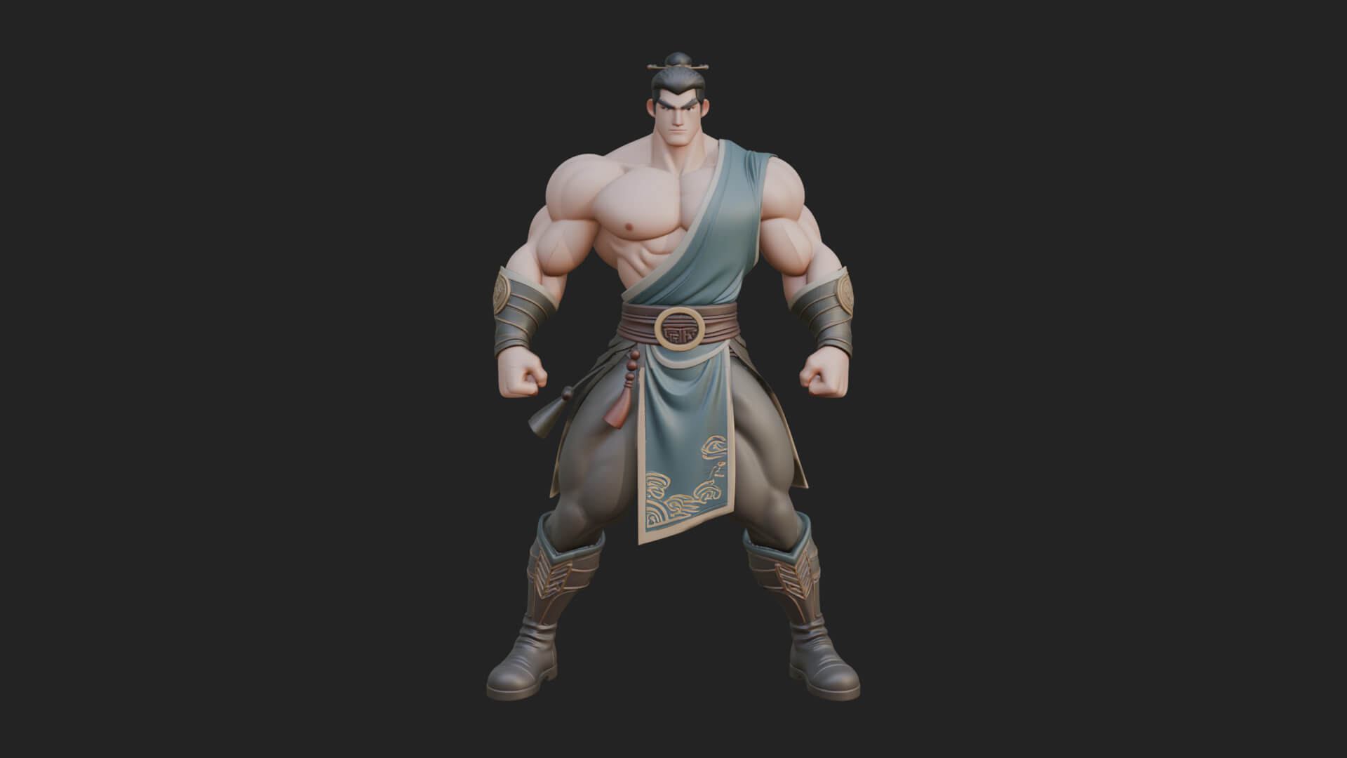 Topknot Martial Warrior Statue Design 9 3D Print Model 3D Model