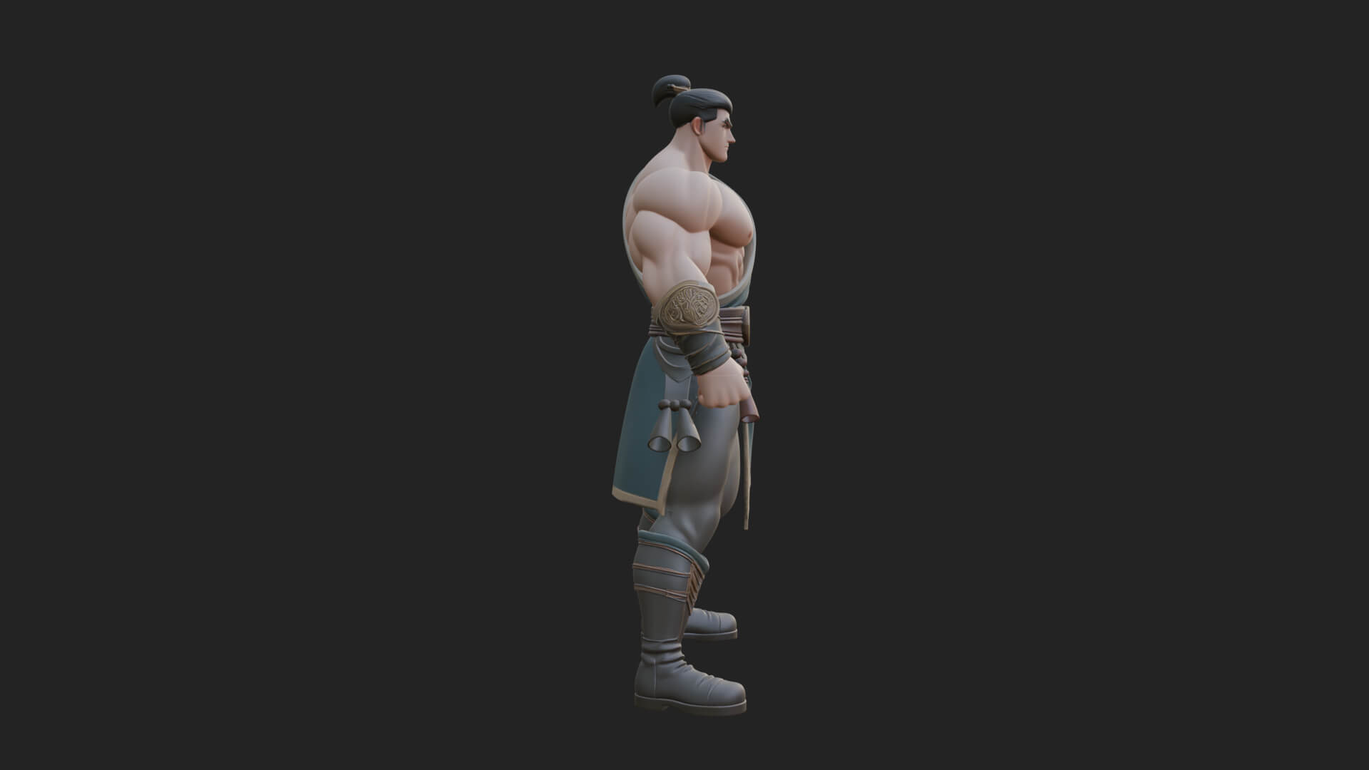 Topknot Martial Warrior Statue Design 9 3D Print Model 3D Model