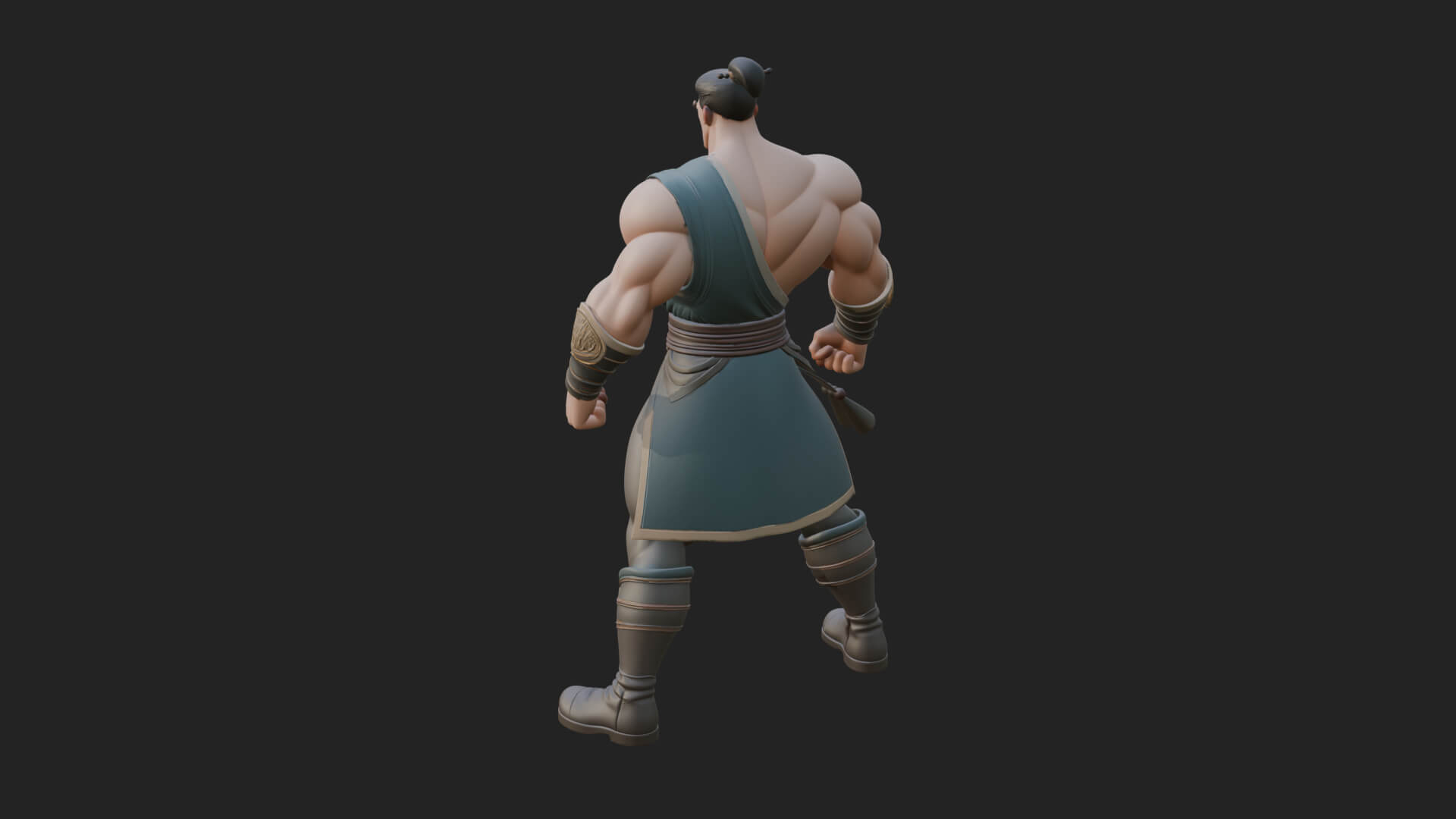 Topknot Martial Warrior Statue Design 9 3D Print Model 3D Model