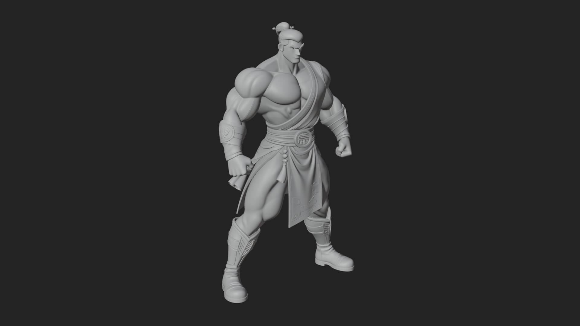 Topknot Martial Warrior Statue Design 9 3D Print Model 3D Model