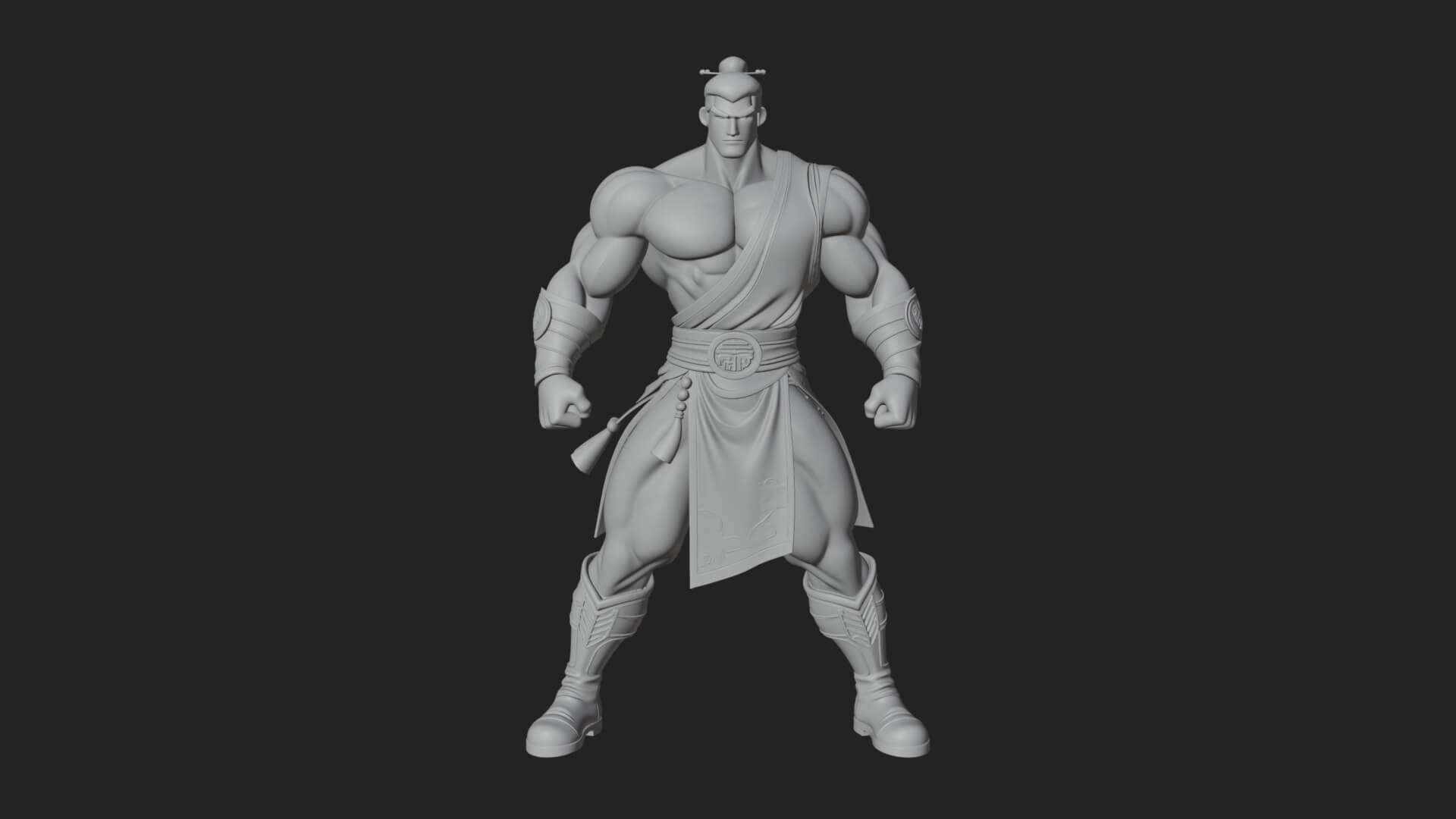 Topknot Martial Warrior Statue Design 9 3D Print Model 3D Model