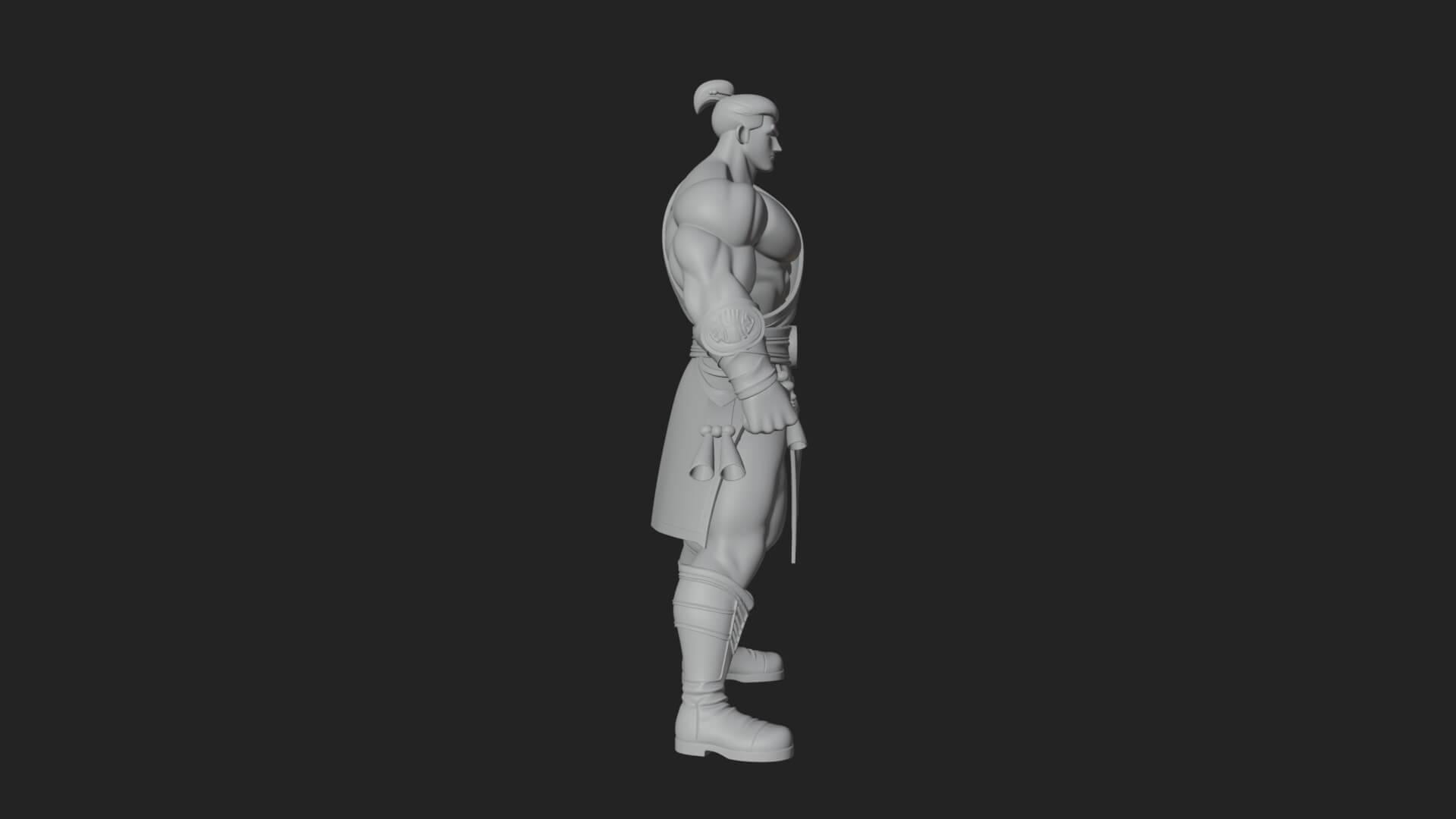 Topknot Martial Warrior Statue Design 9 3D Print Model 3D Model