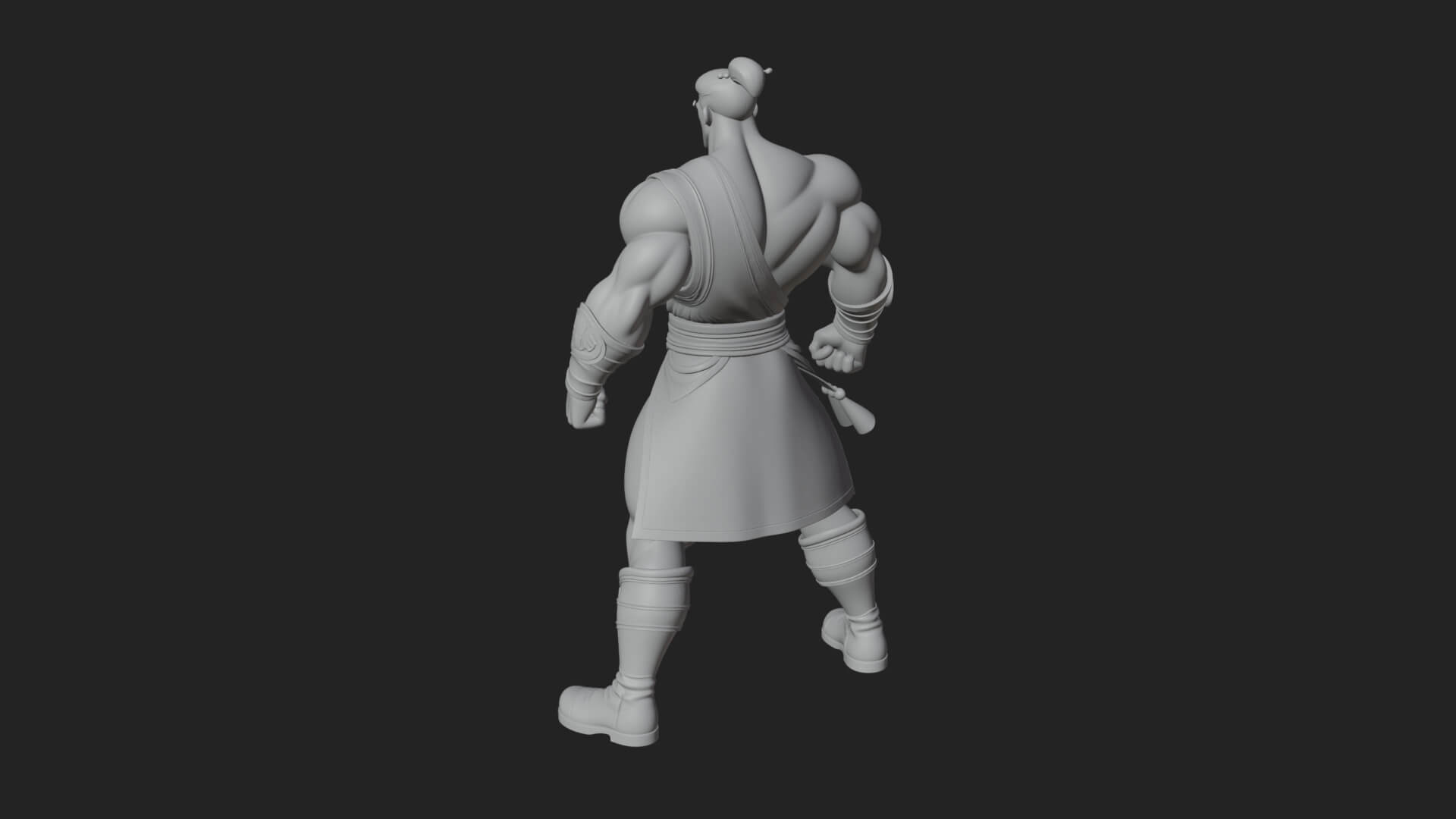 Topknot Martial Warrior Statue Design 9 3D Print Model 3D Model