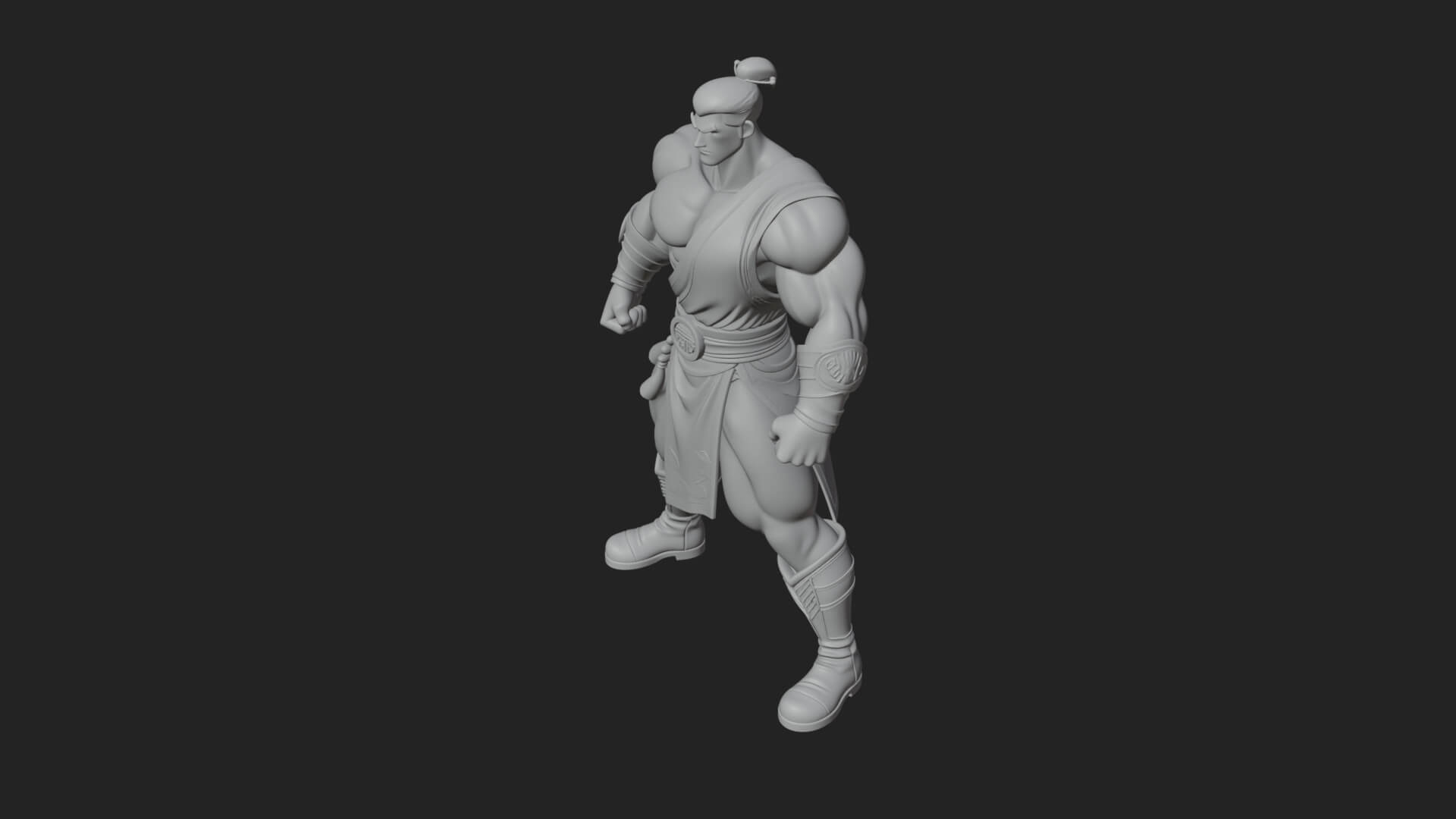 Topknot Martial Warrior Statue Design 9 3D Print Model 3D Model