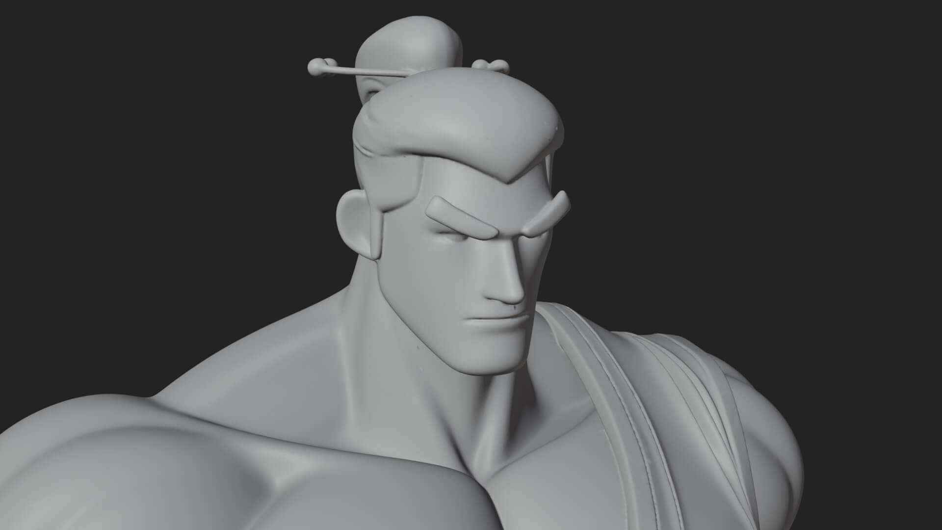 Topknot Martial Warrior Statue Design 9 3D Print Model 3D Model