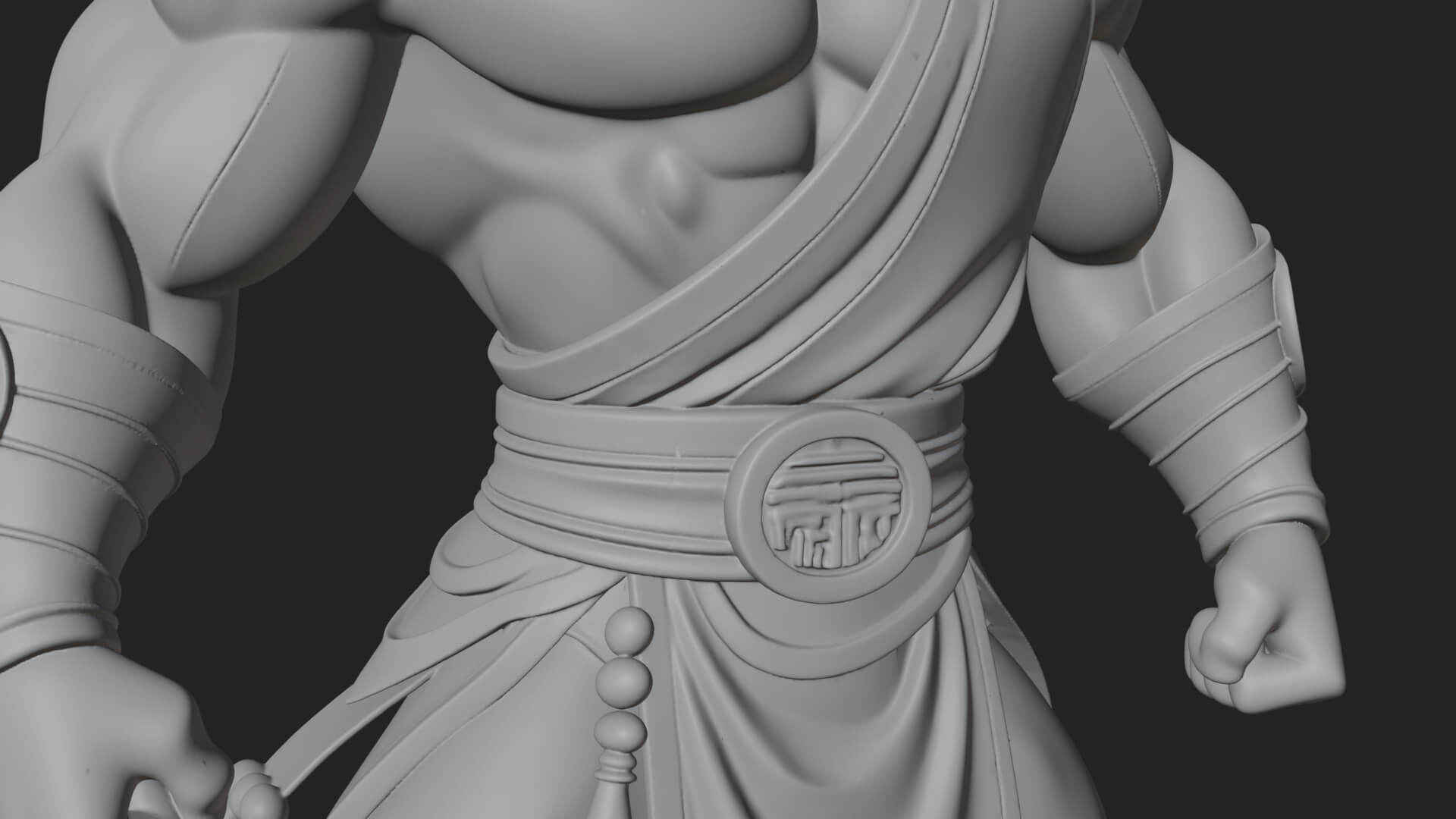 Topknot Martial Warrior Statue Design 9 3D Print Model 3D Model