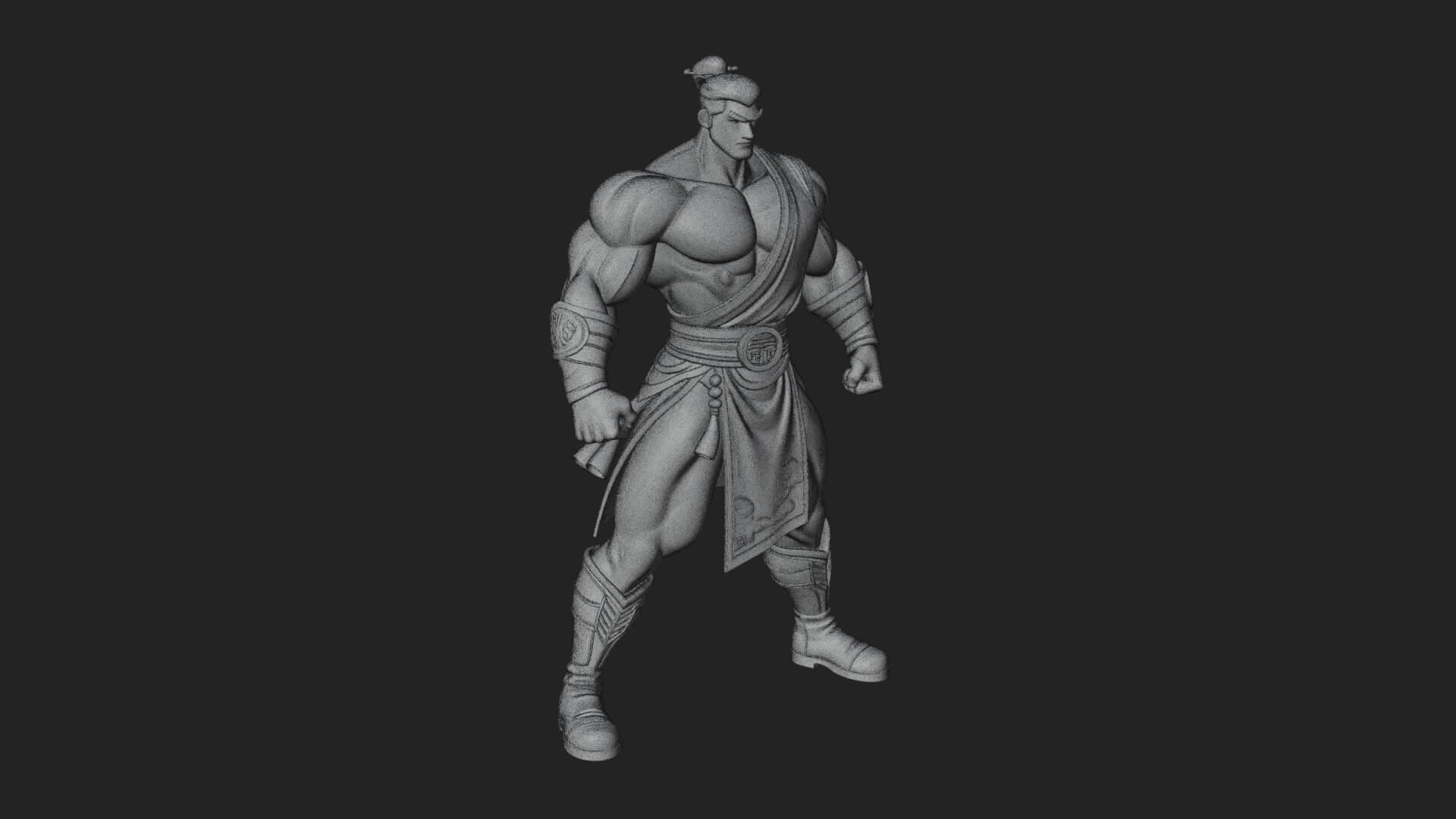 Topknot Martial Warrior Statue Design 9 3D Print Model 3D Model