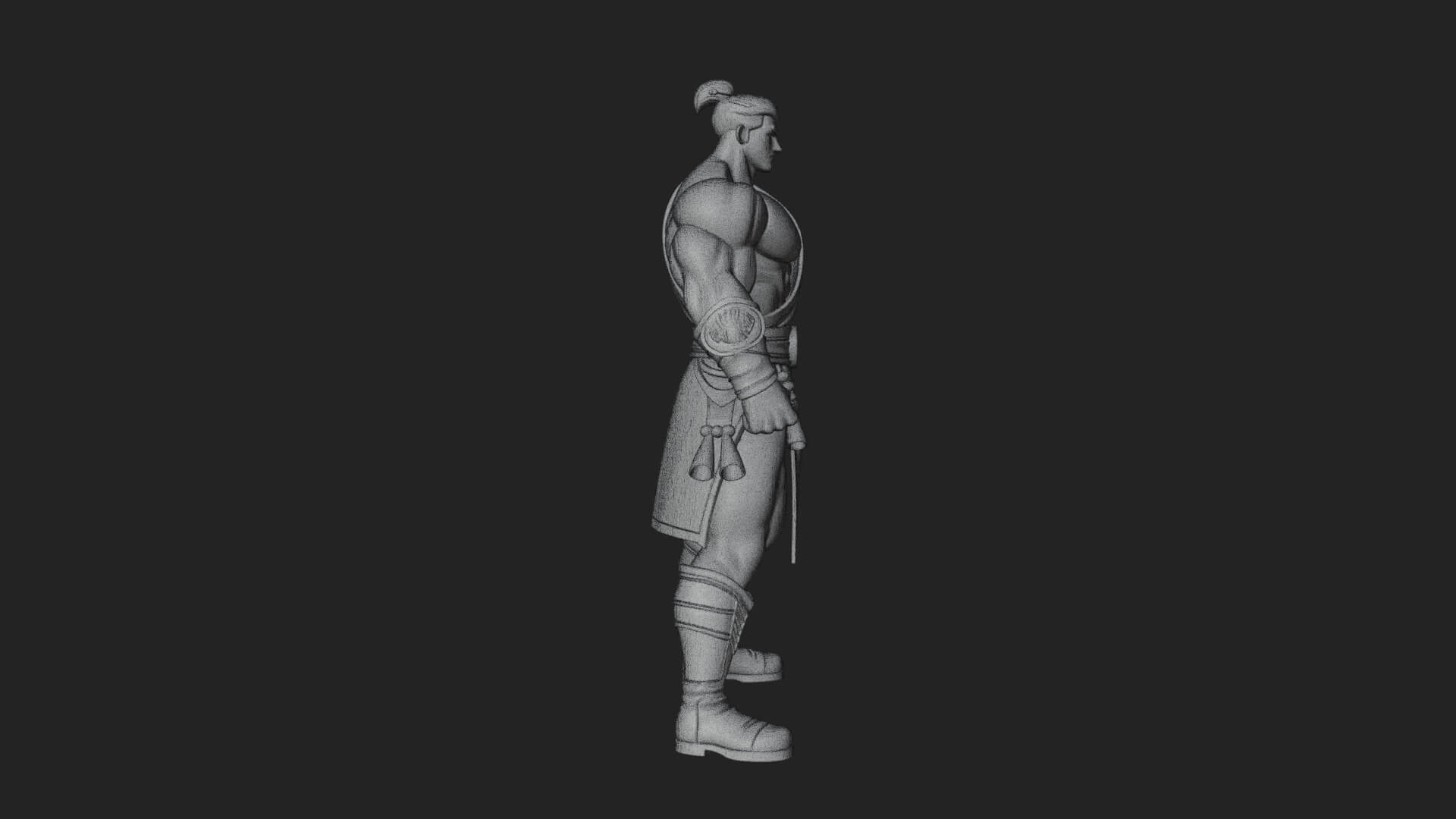 Topknot Martial Warrior Statue Design 9 3D Print Model 3D Model