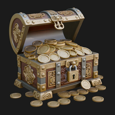 Treasure Chest Model Design 1 3D Print Model
