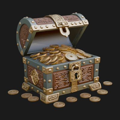 Treasure Chest Model Design 5 3D Print Model