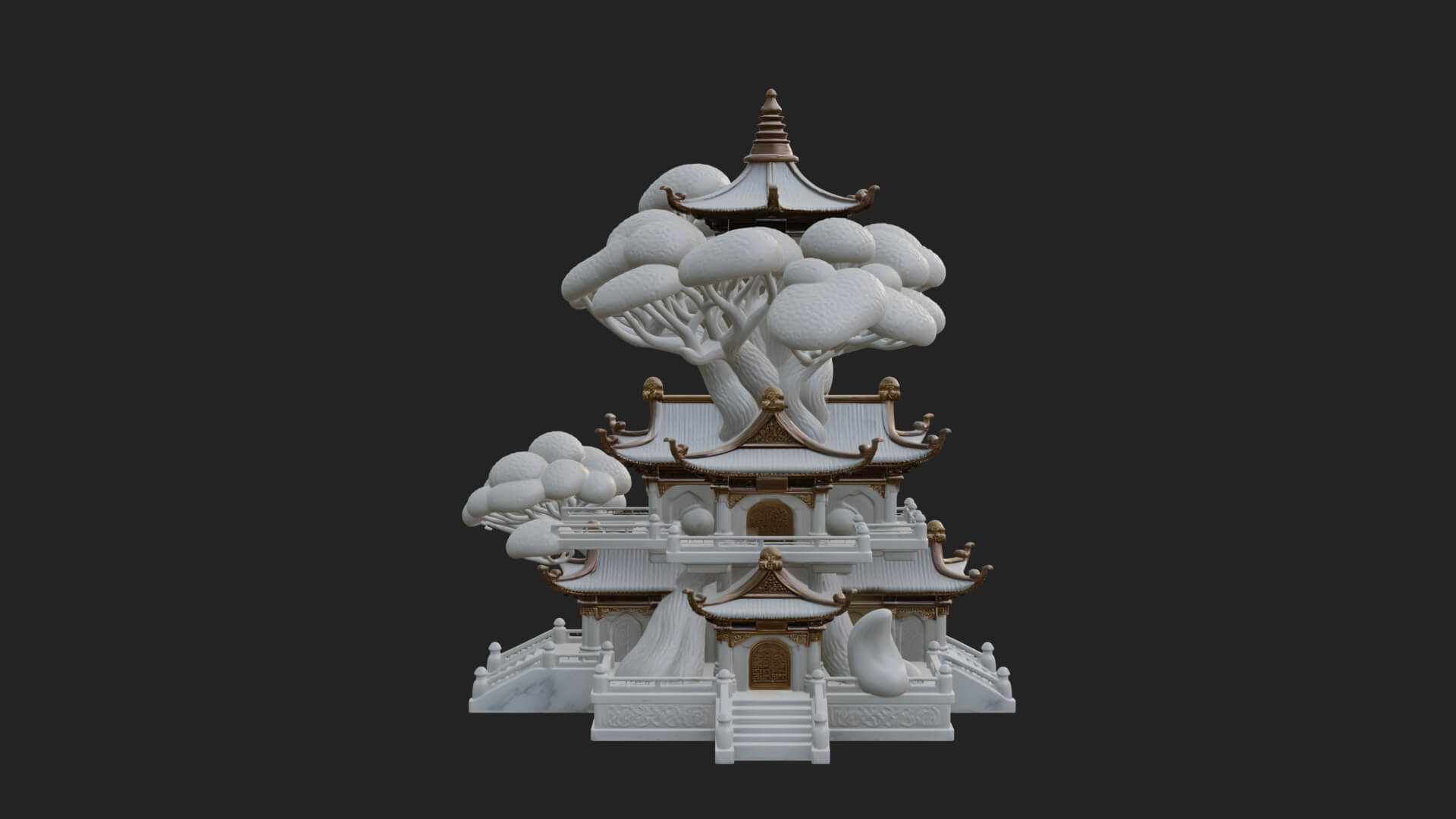 Tree Crown Pagoda Tower Design 1 3D Print Model 3D Model