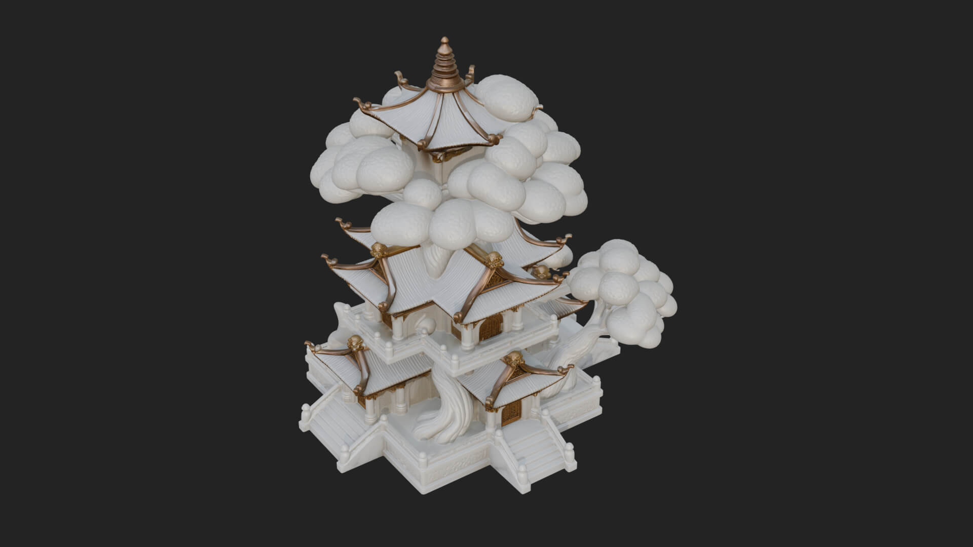Tree Crown Pagoda Tower Design 1 3D Print Model 3D Model