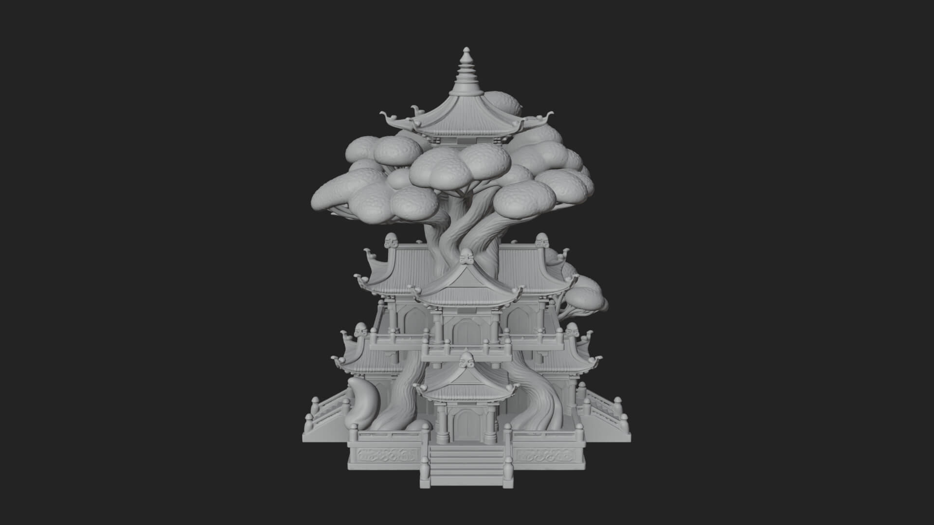 Tree Crown Pagoda Tower Design 1 3D Print Model 3D Model