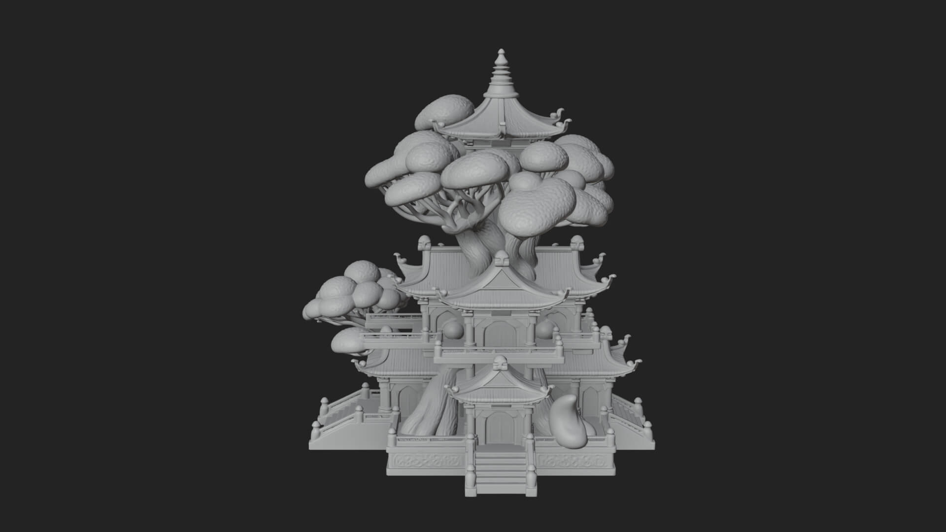 Tree Crown Pagoda Tower Design 1 3D Print Model 3D Model