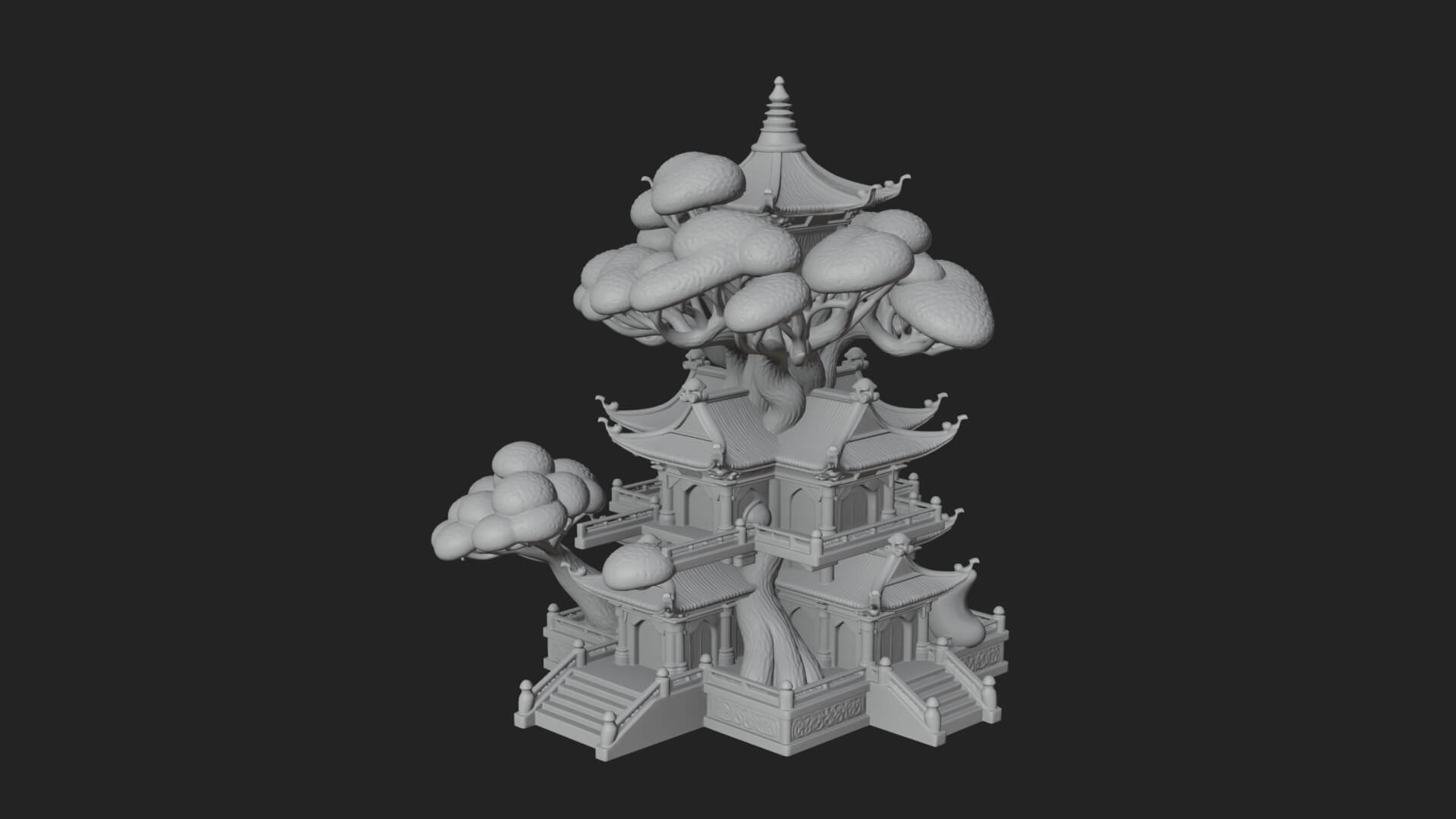 Tree Crown Pagoda Tower Design 1 3D Print Model 3D Model