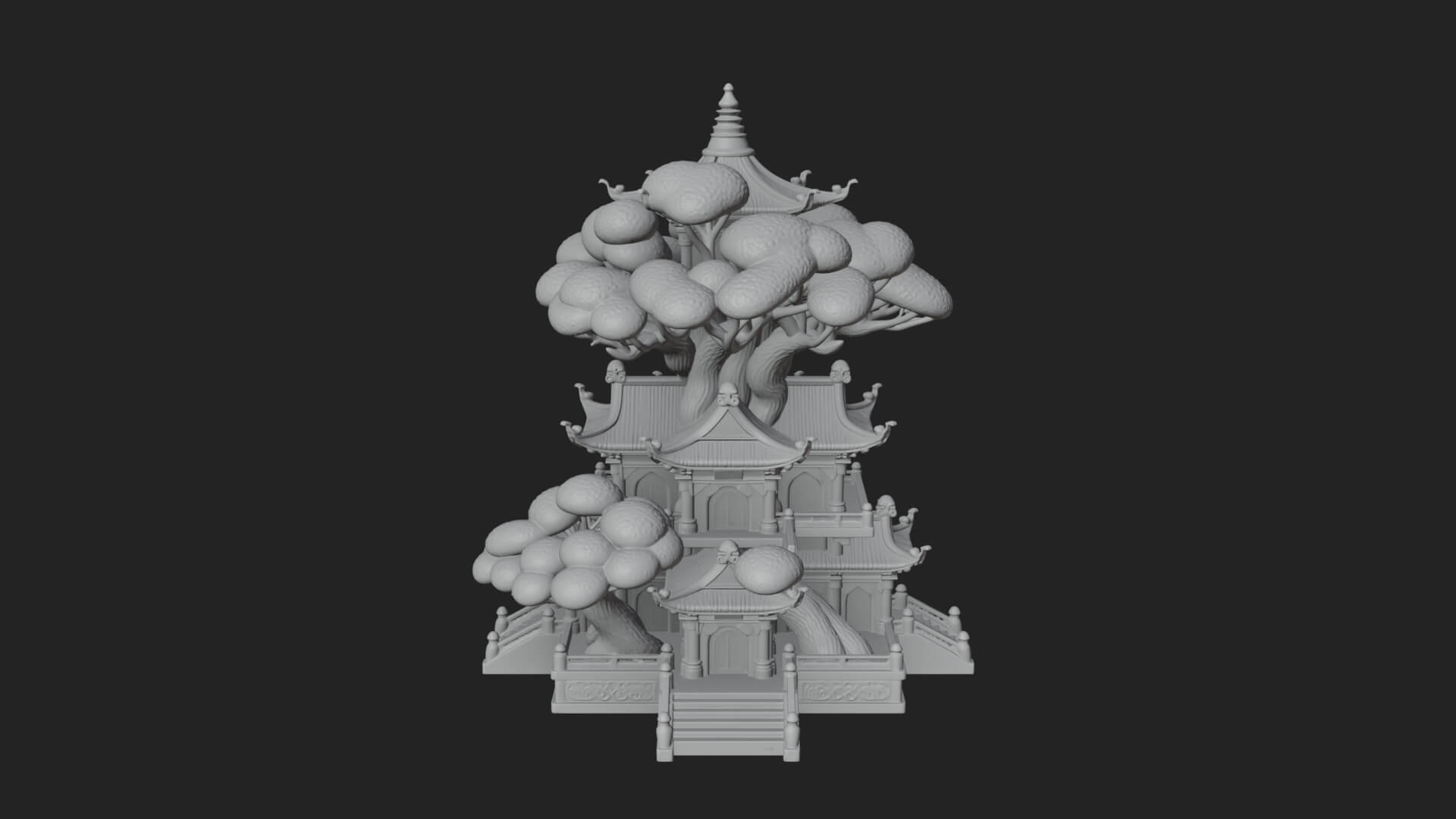 Tree Crown Pagoda Tower Design 1 3D Print Model 3D Model
