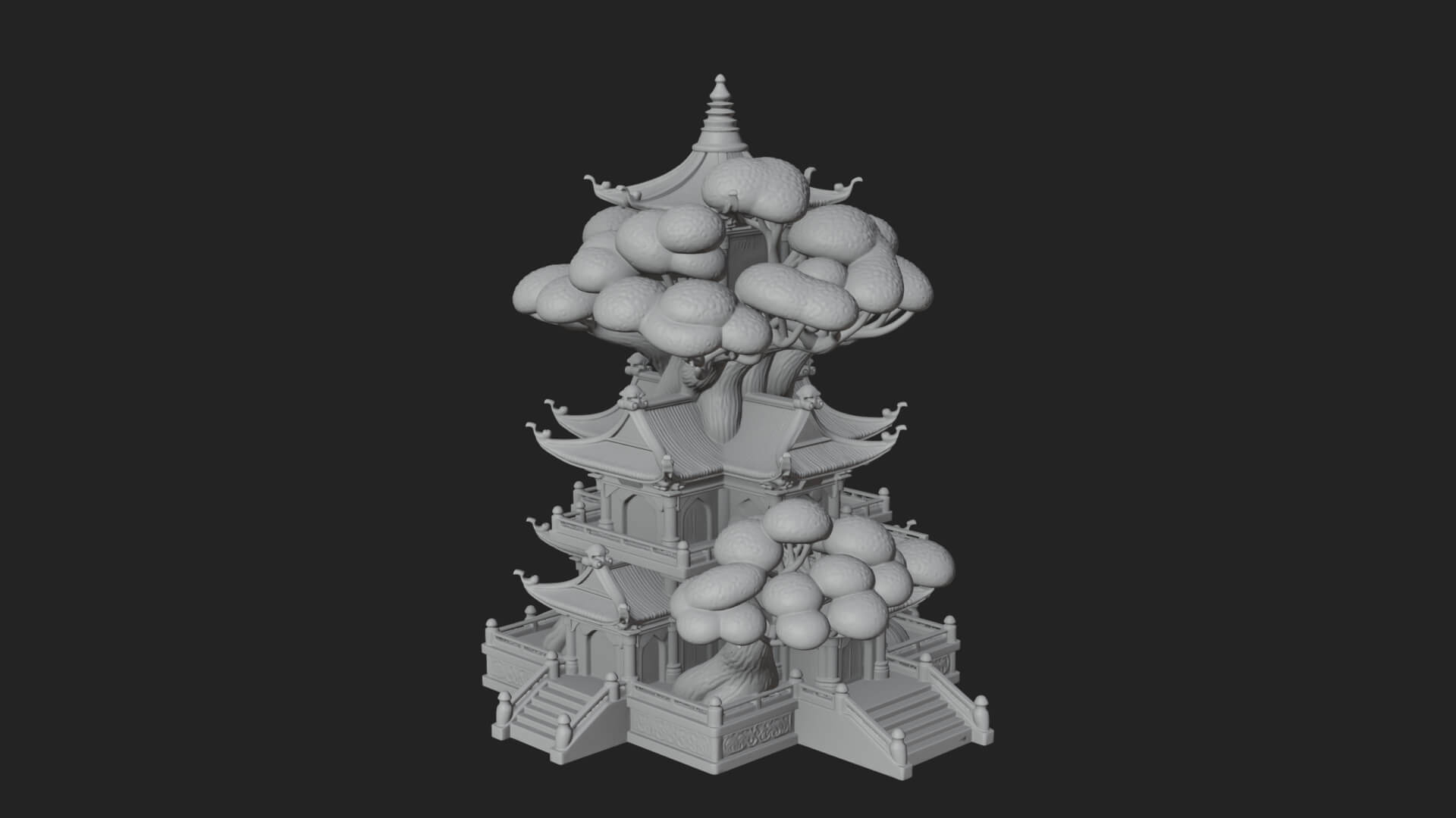 Tree Crown Pagoda Tower Design 1 3D Print Model 3D Model