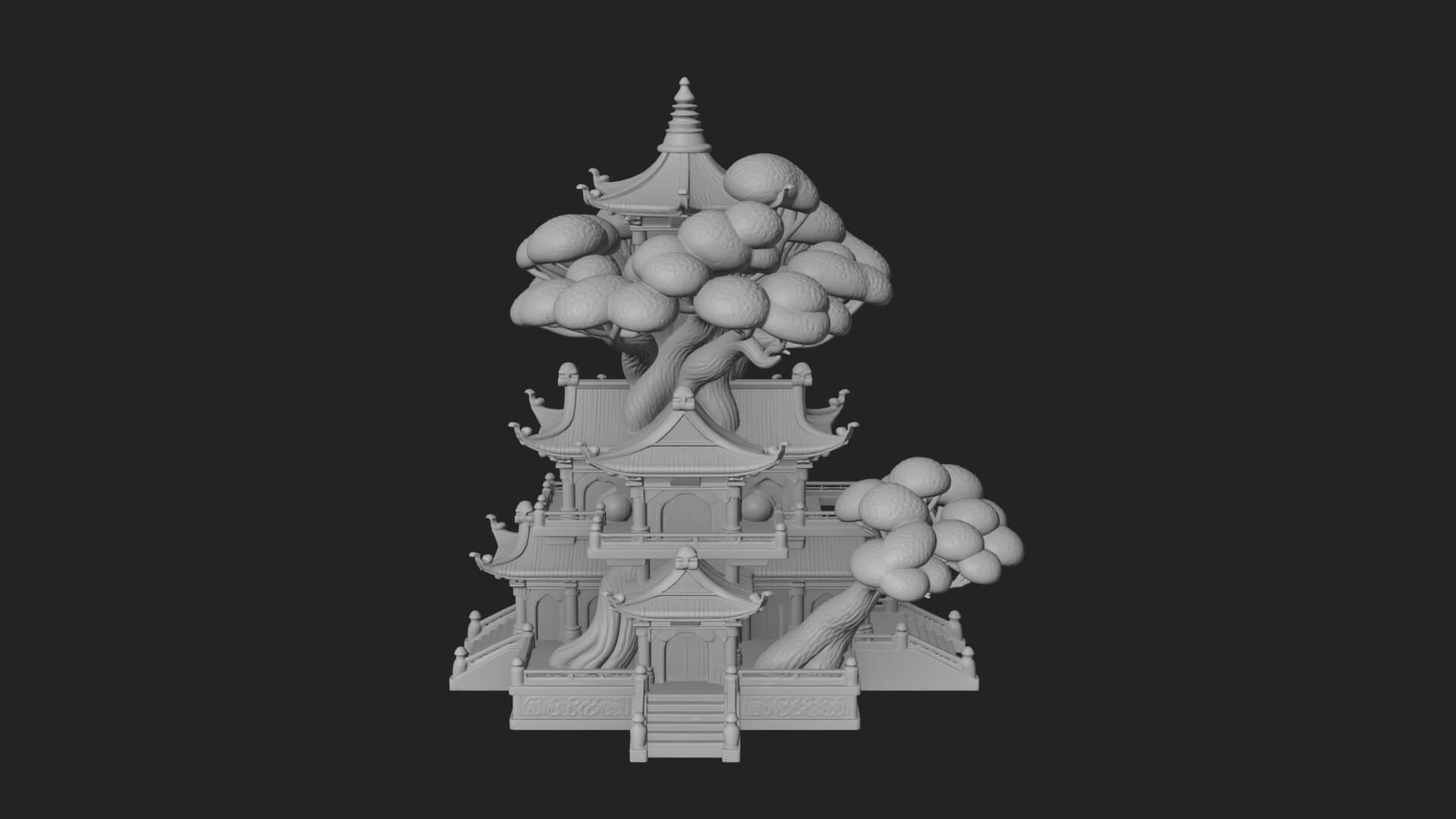 Tree Crown Pagoda Tower Design 1 3D Print Model 3D Model