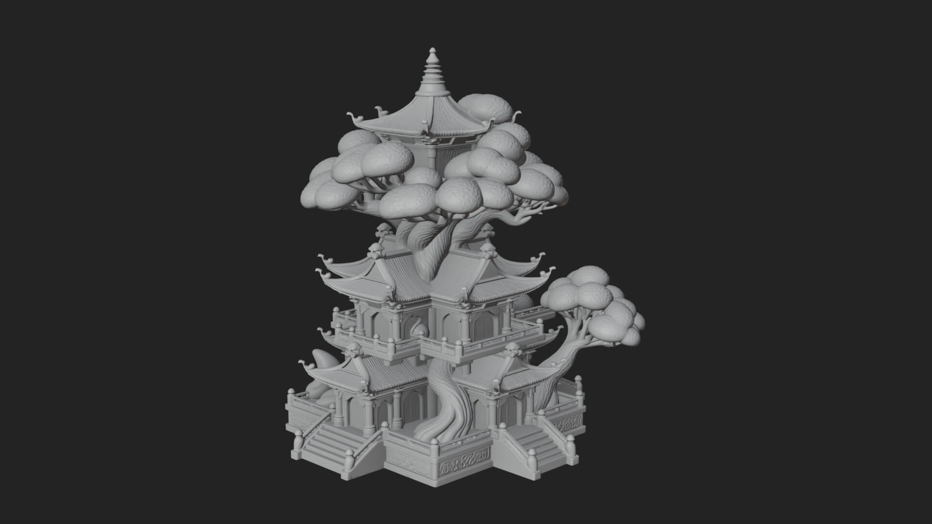 Tree Crown Pagoda Tower Design 1 3D Print Model 3D Model