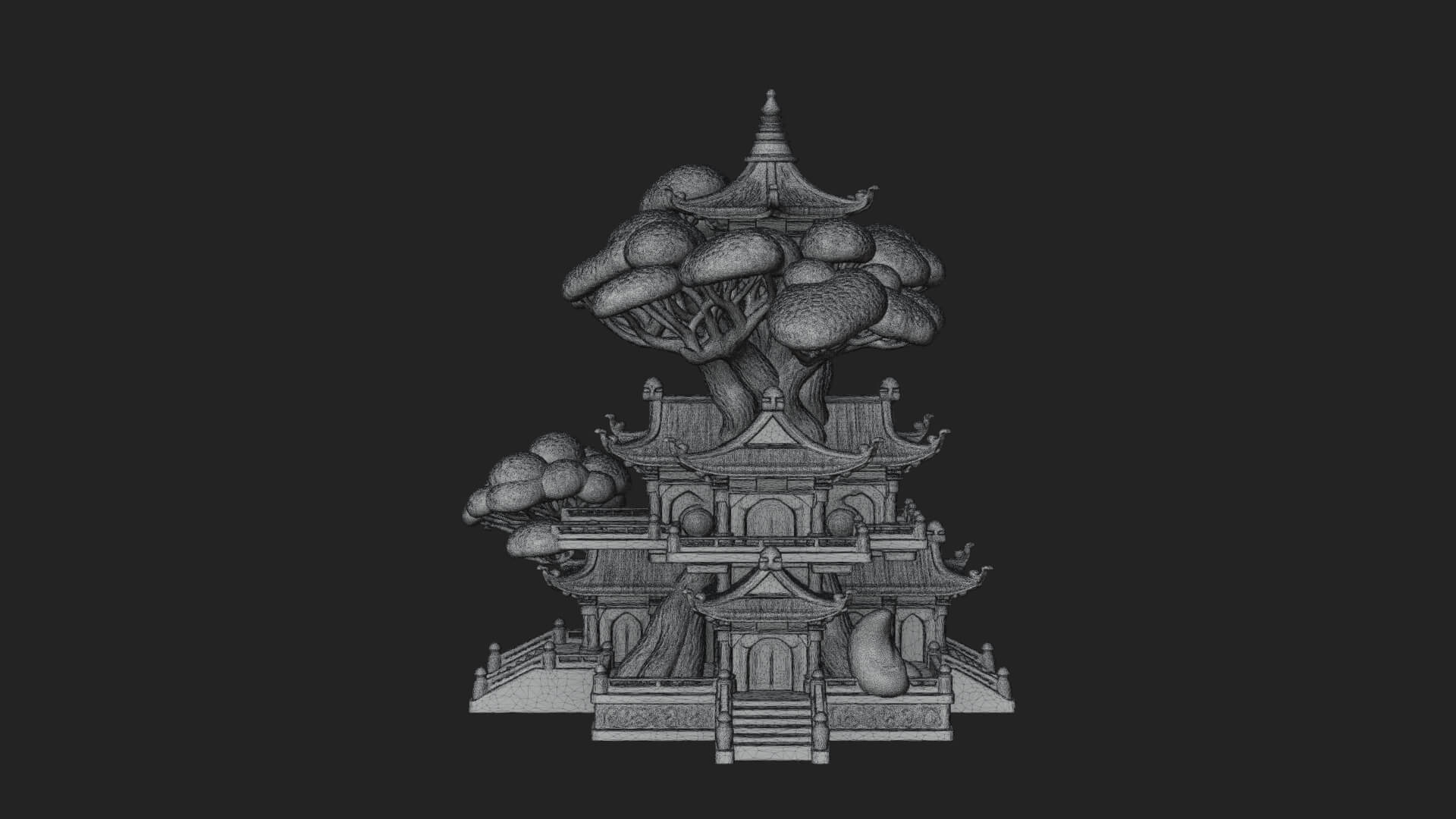 Tree Crown Pagoda Tower Design 1 3D Print Model 3D Model
