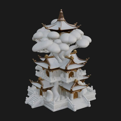 Tree Crown Pagoda Tower Design 1 3D Print Model
