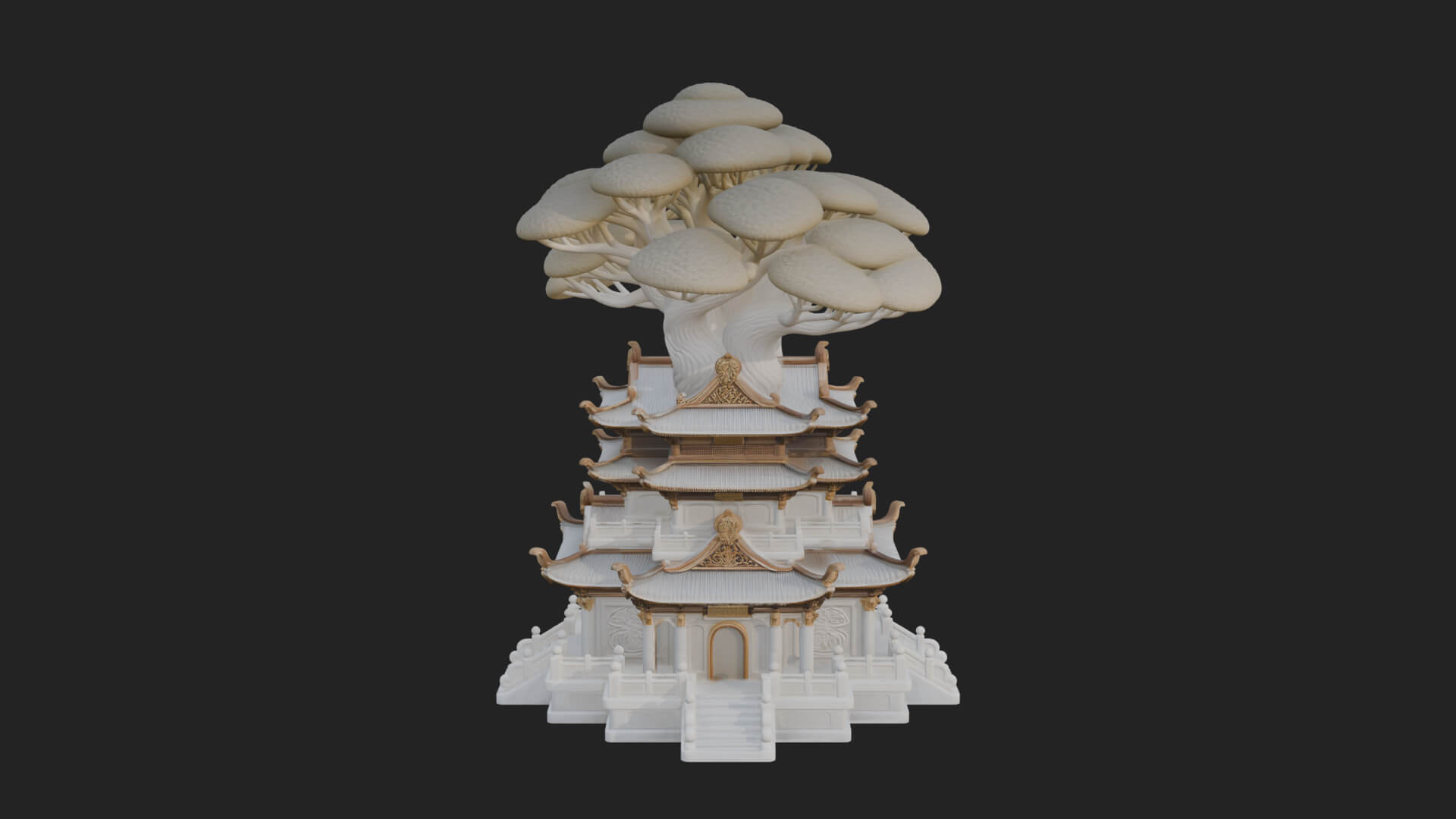 Tree Crown Pagoda Tower Design 2 3D Print Model 3D Model
